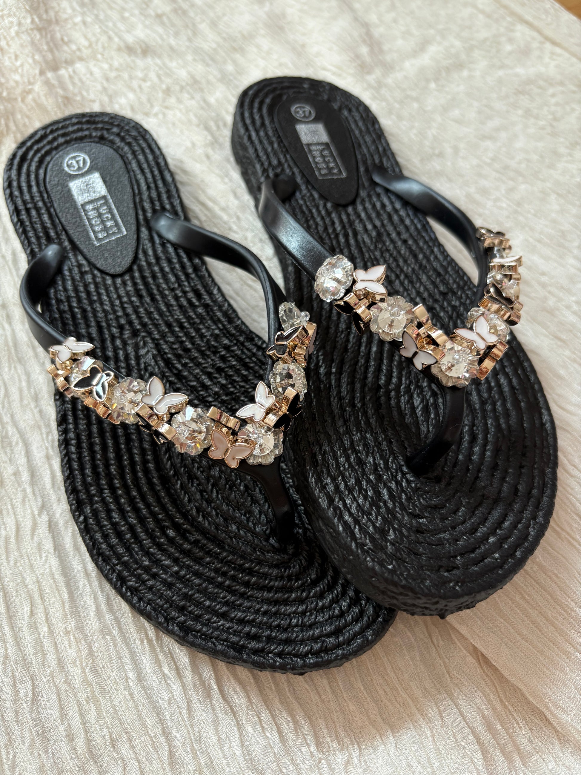 Flipflops - sparkle (Schwarz)