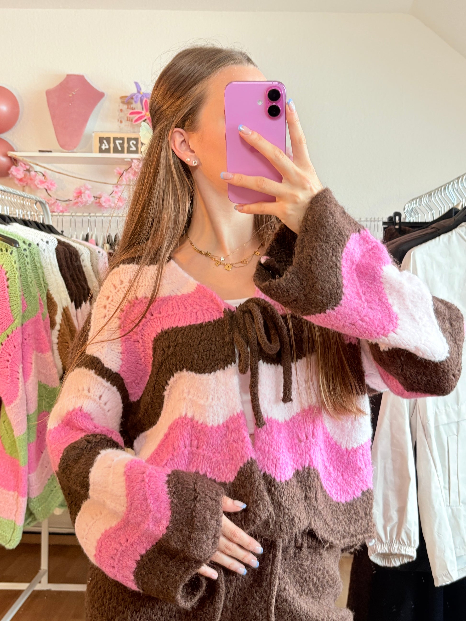 Cardigan - Jil (Braun/Pink)