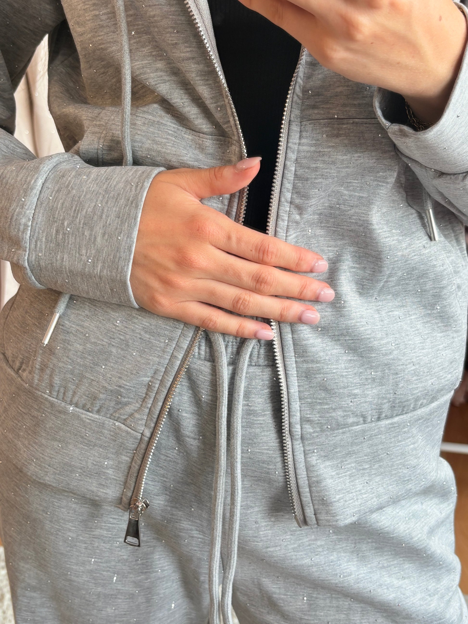 Glitzer jogging Zweiteiler - Grau