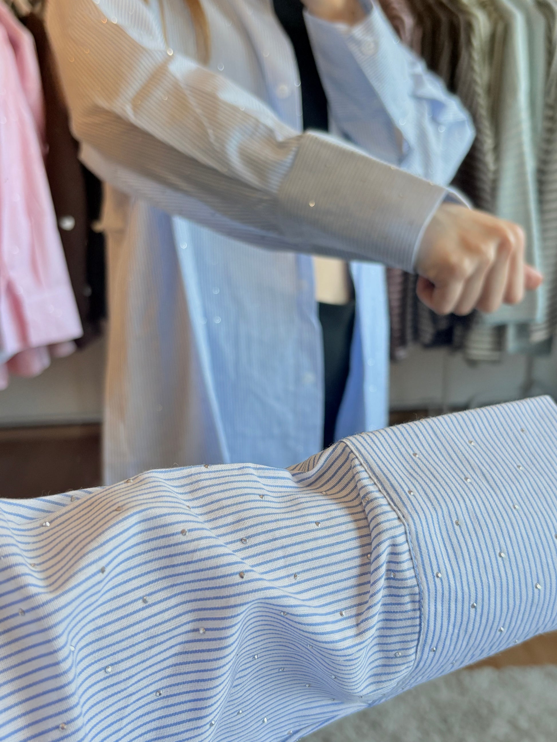 Glitzer Bluse - Blau