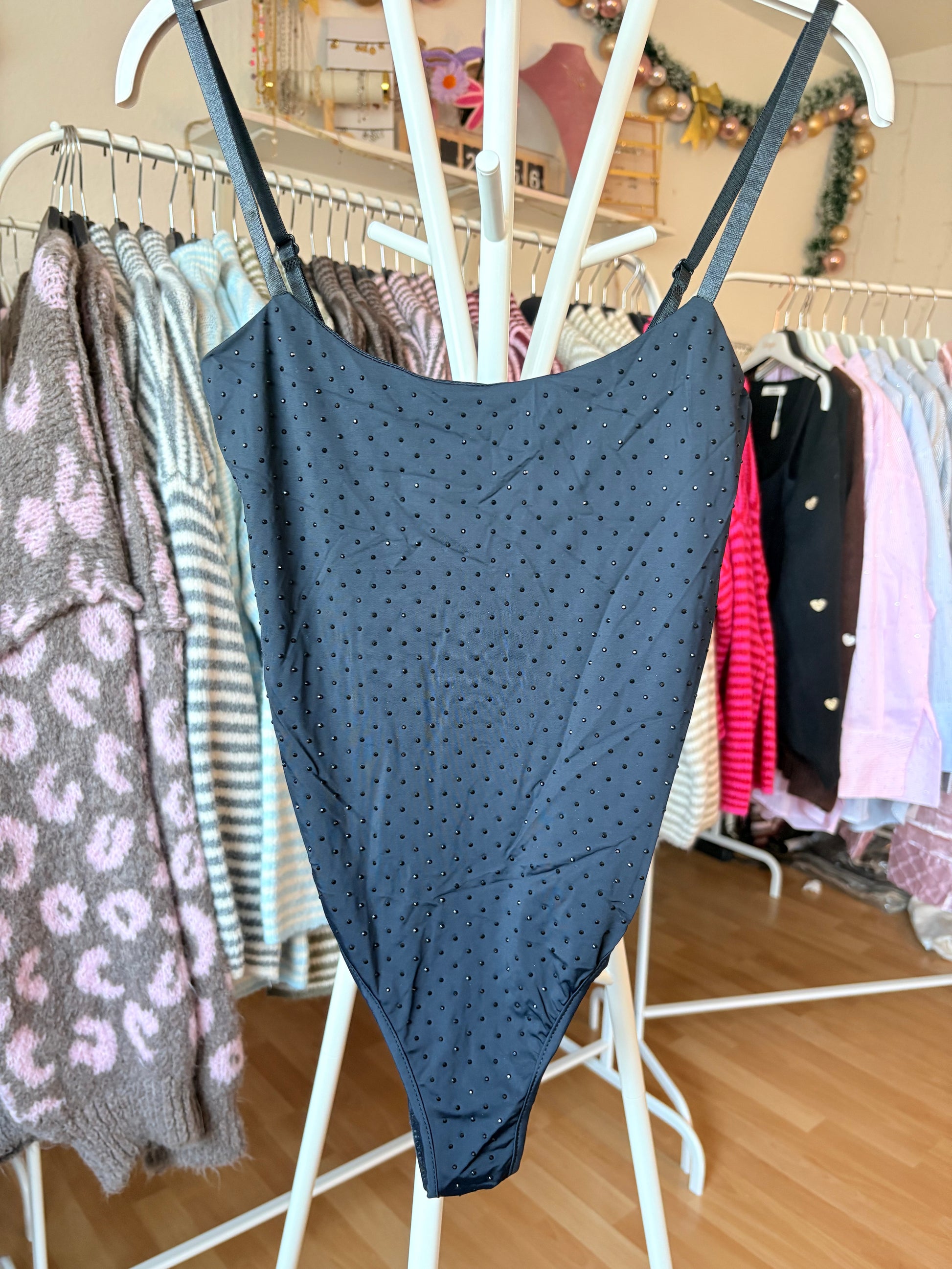 Glitzer Body - Schwarz