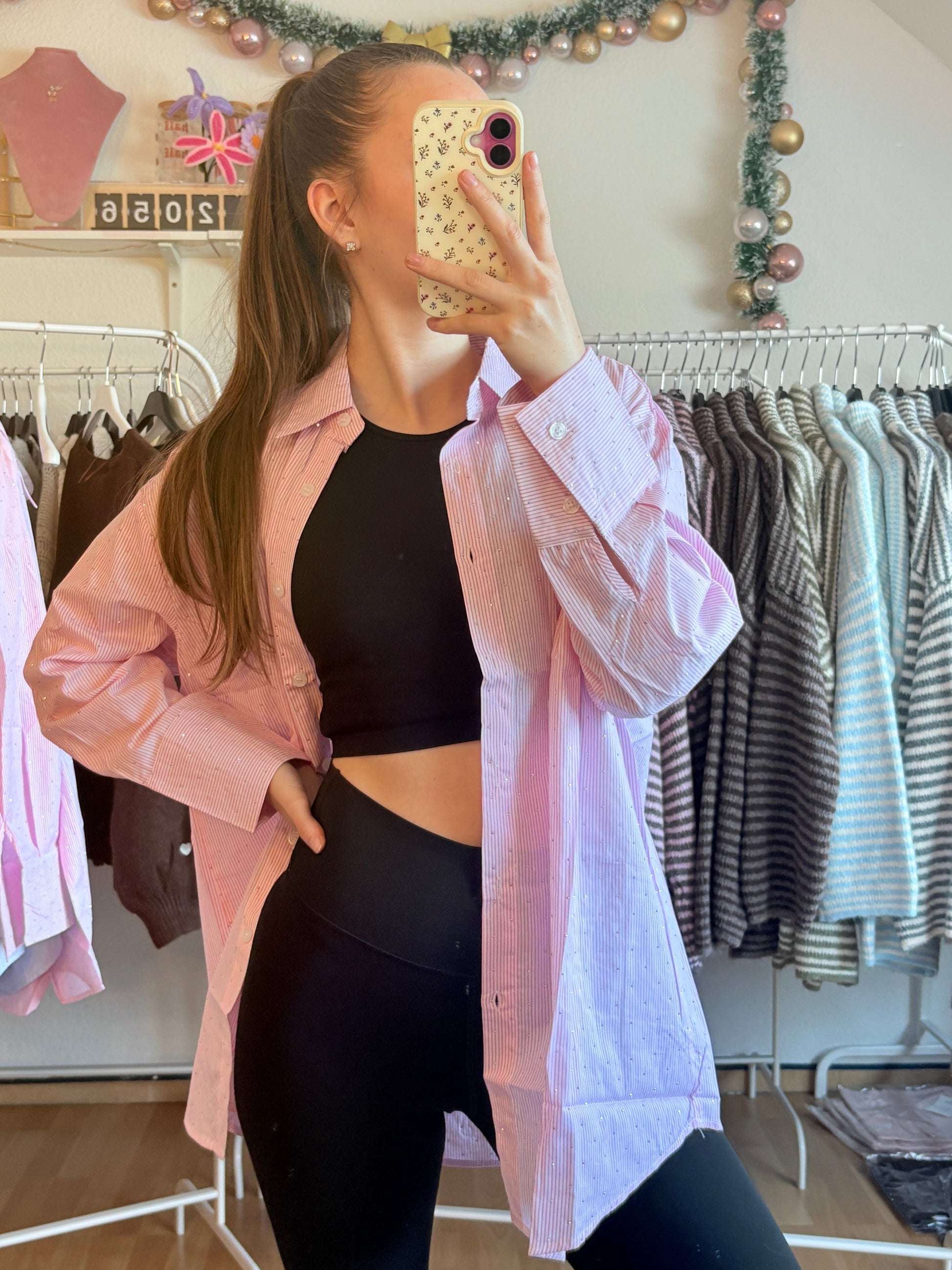 Glitzer Bluse - Rosa