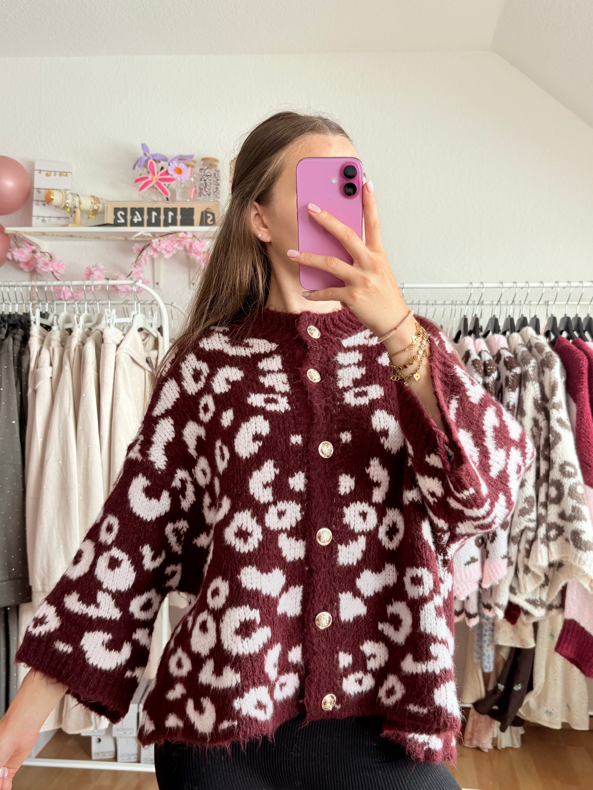 Cardigan - Leona (Rosa/Bordeaux)