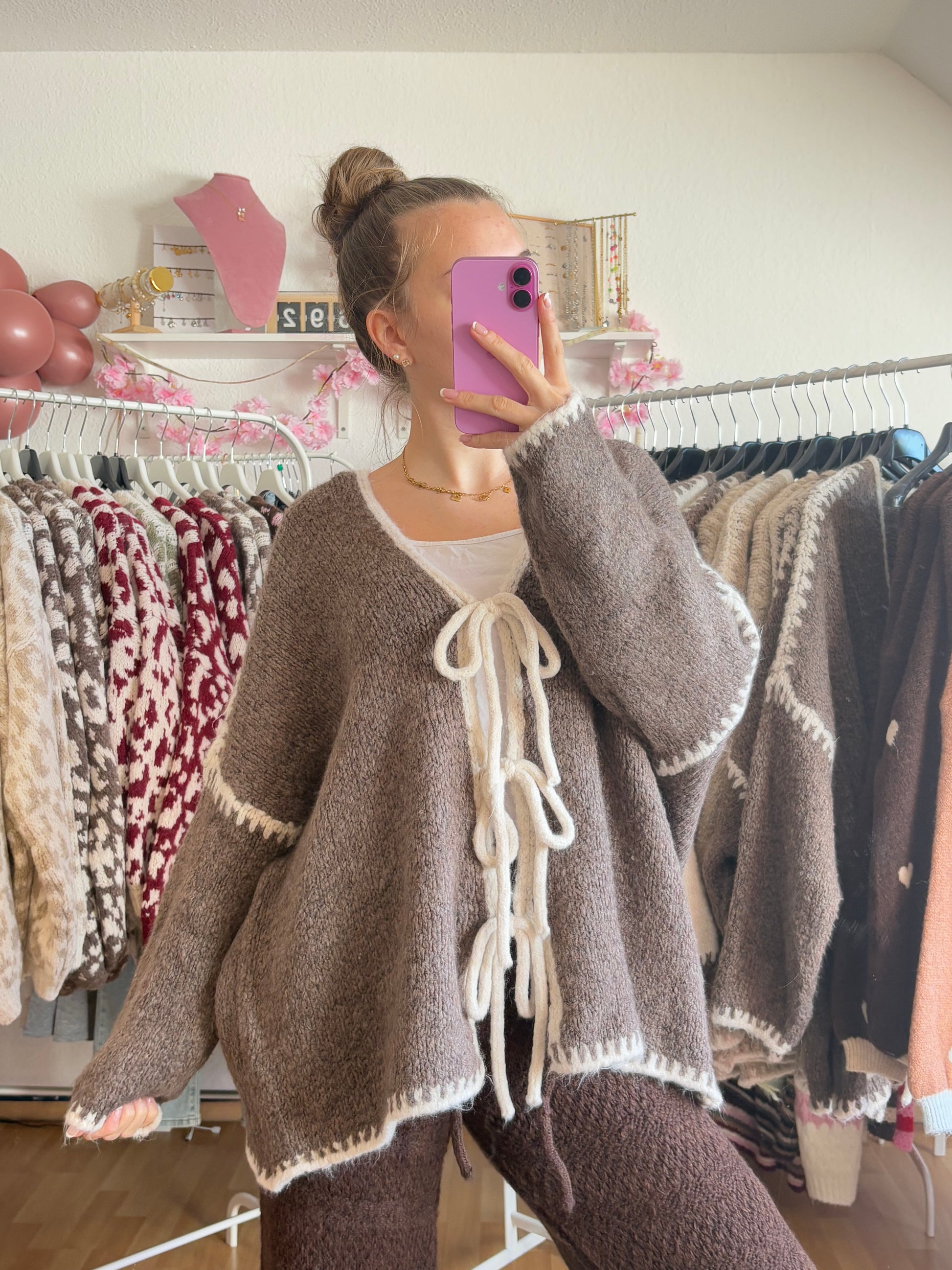 Schleifen Cardigan - Malou (Braun)