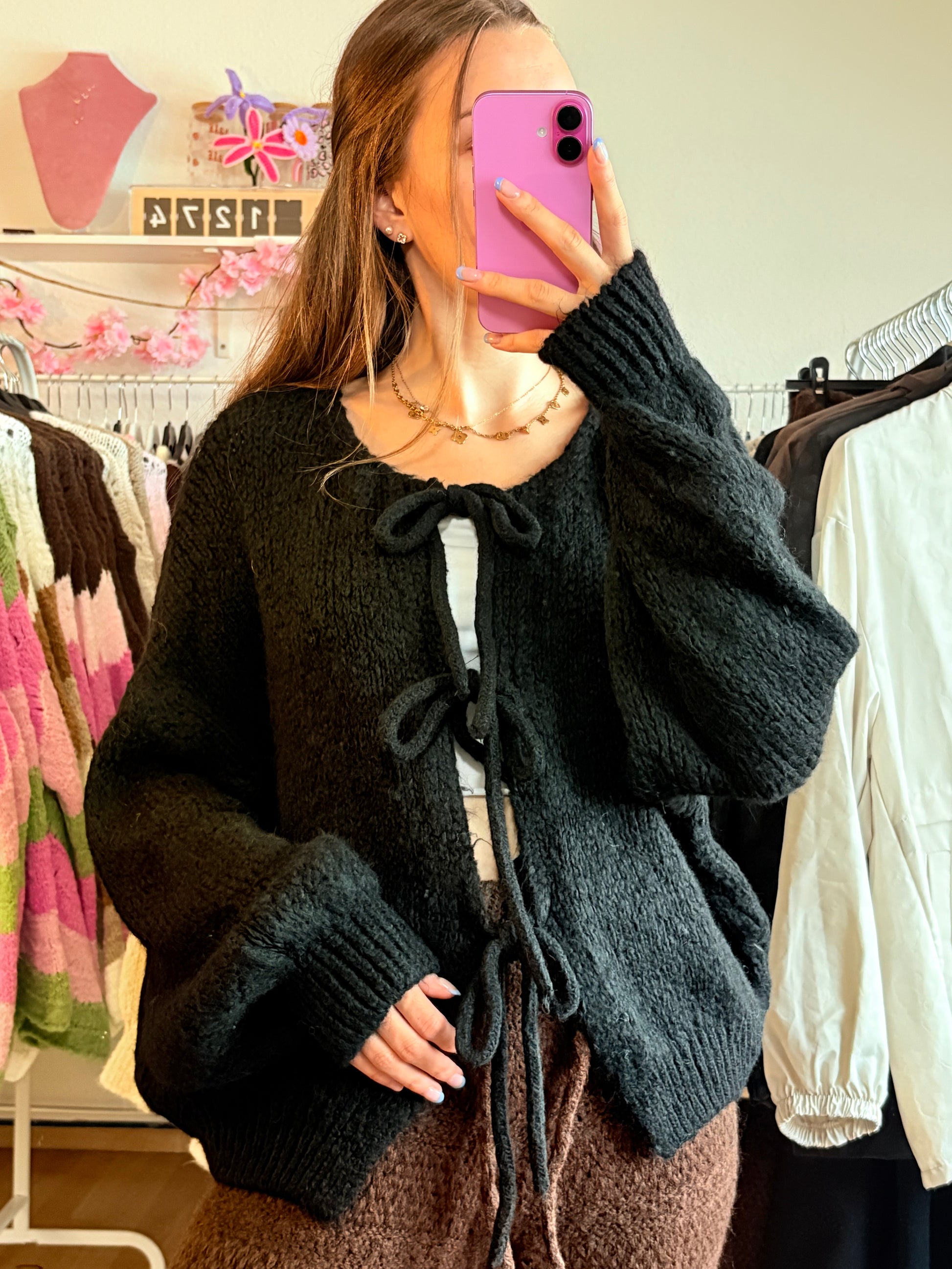 Schleifen Cardigan - Elodie (Schwarz)