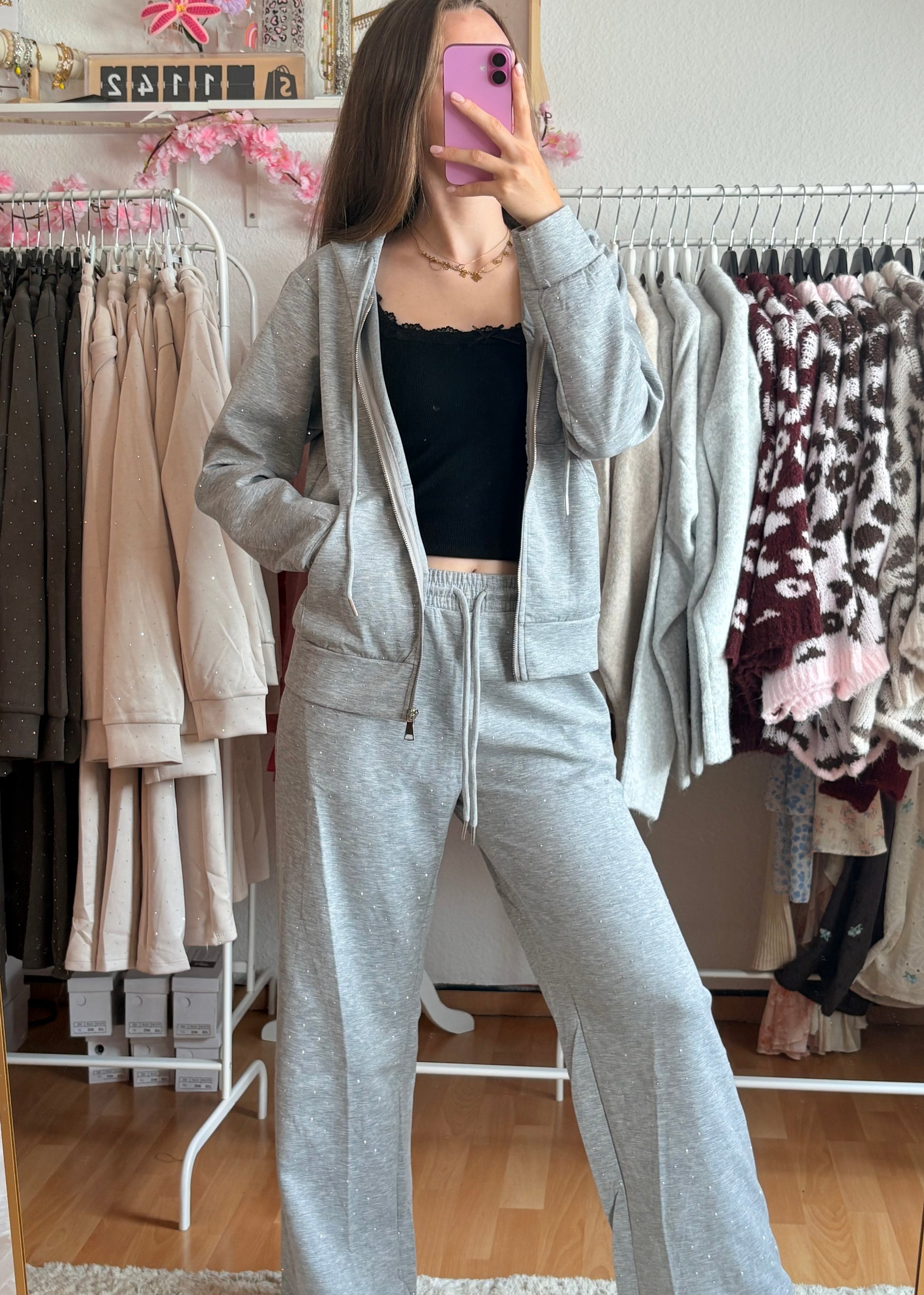 Glitzer jogging Zweiteiler - Grau