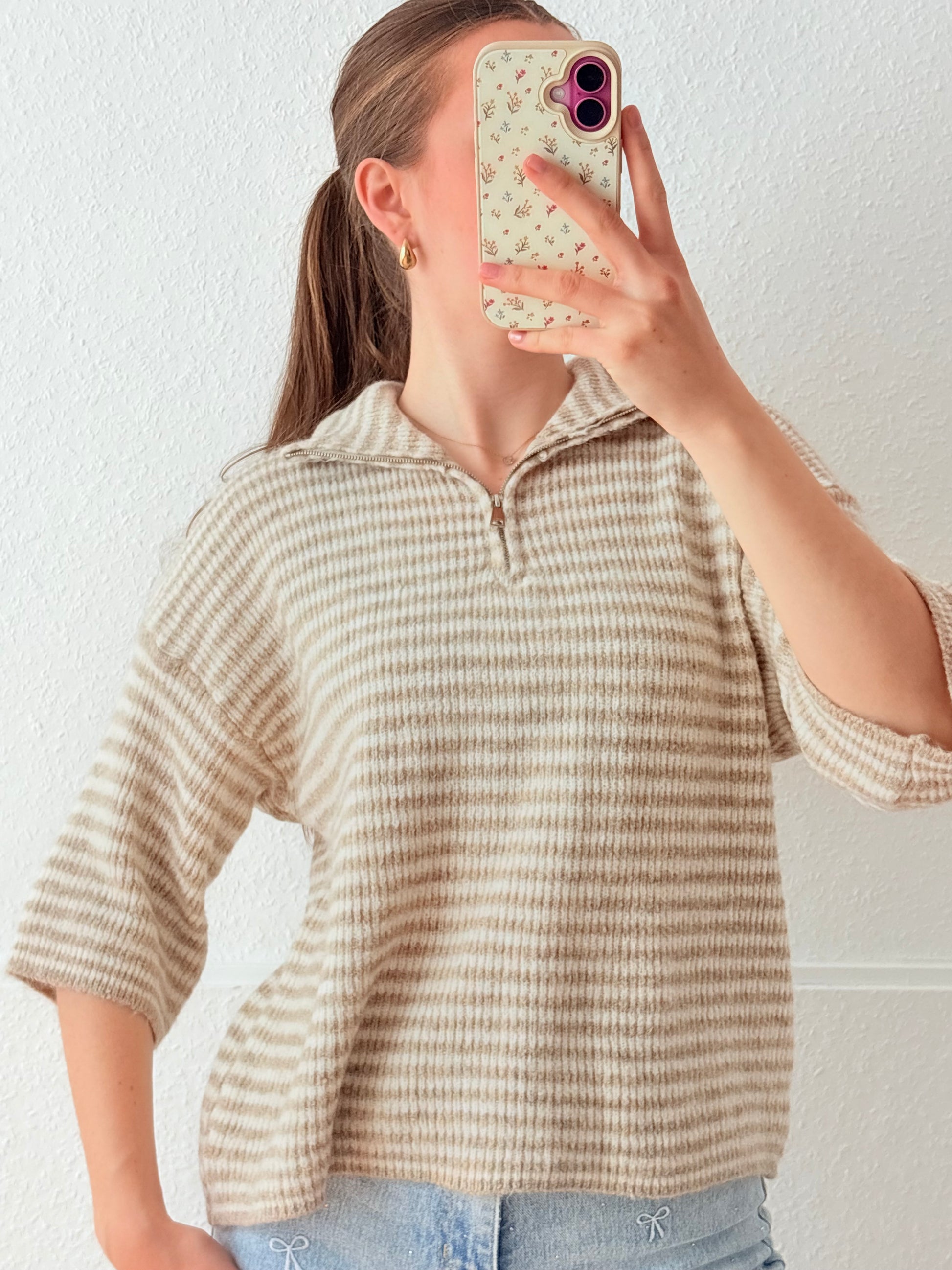 Kurzarm - Sweetline Zip (Beige/Creme)