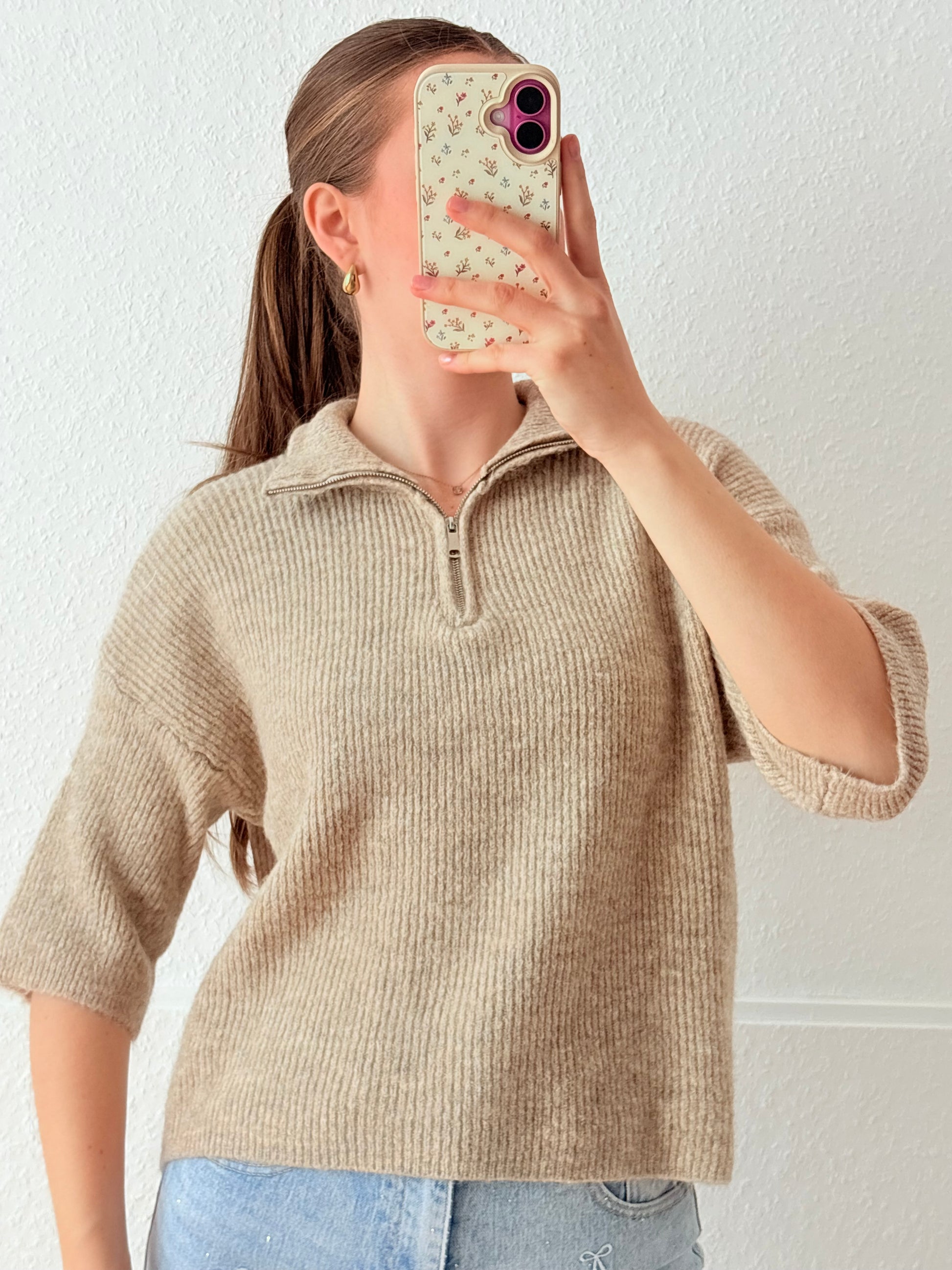 Kurzarm - Sweet Zip (Beige)