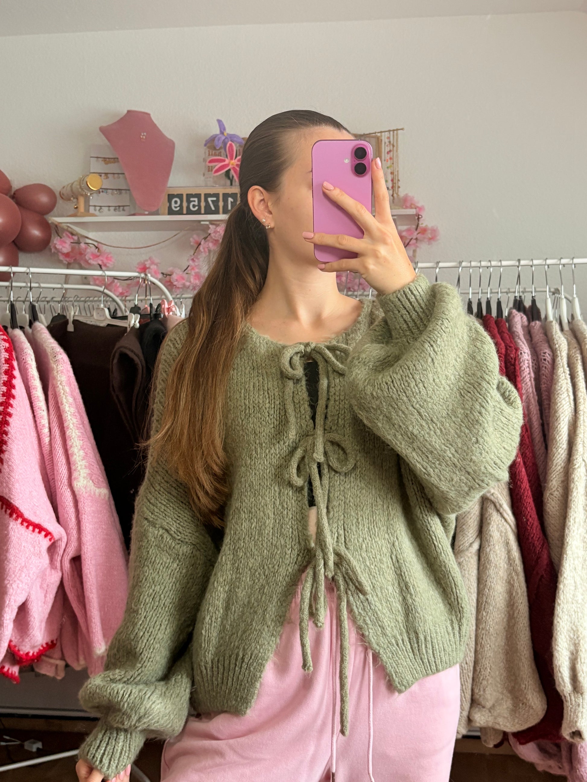 Schleifen Cardigan - Elodie (Kaki)