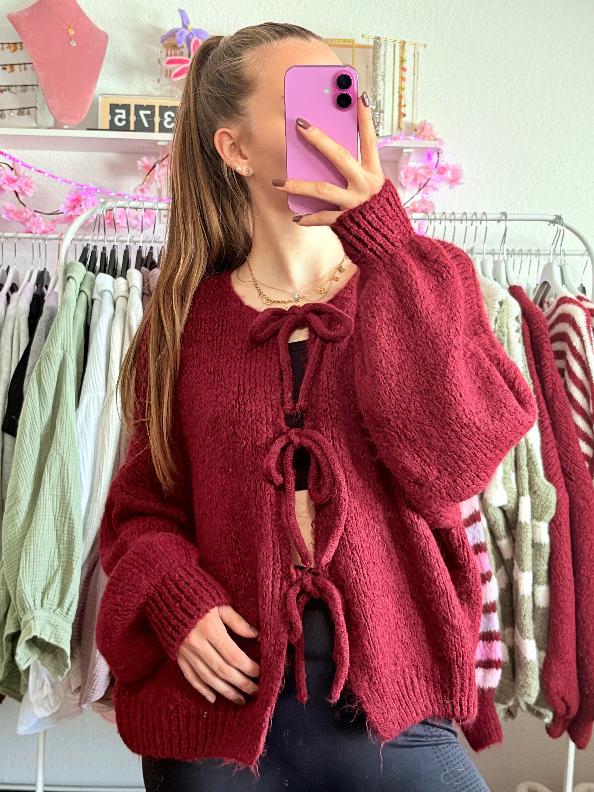 Schleifen Cardigan - Elodie (Bordeaux)