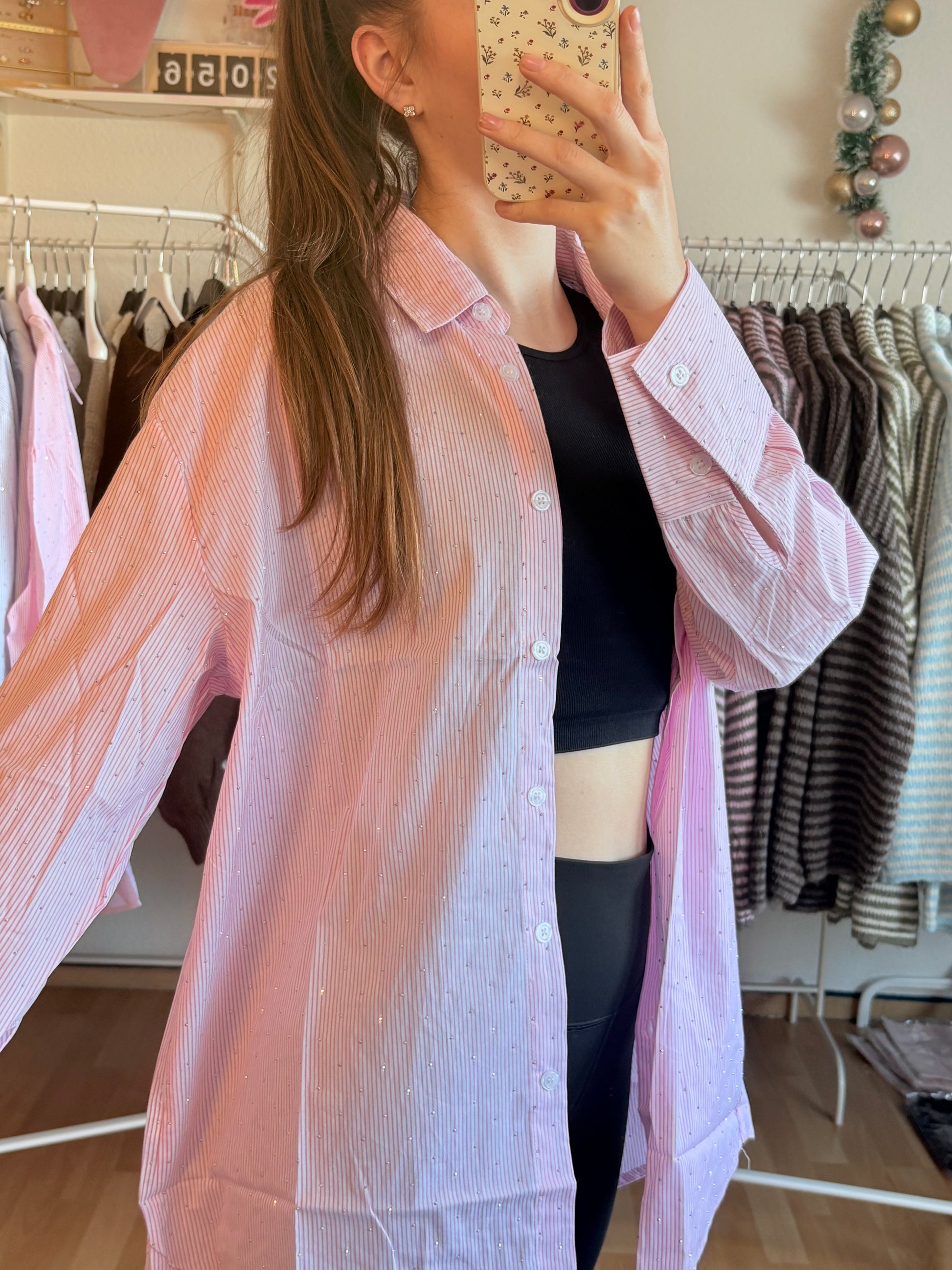 Glitzer Bluse - Rosa