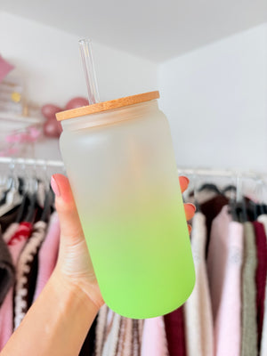 Trinkglas - Frosted Farbverlauf (Grün)