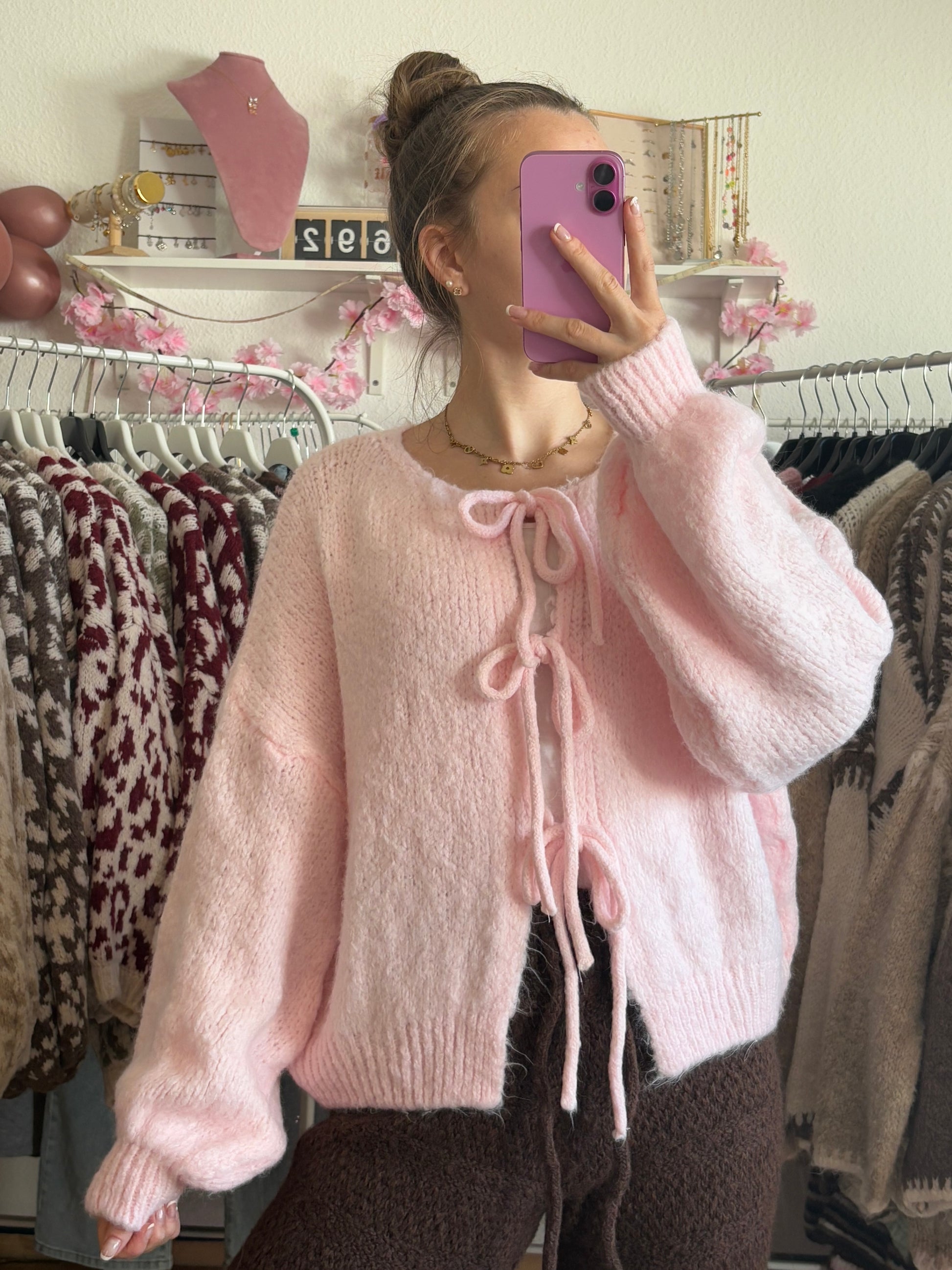Schleifen Cardigan - Elodie (Hell Rosa)