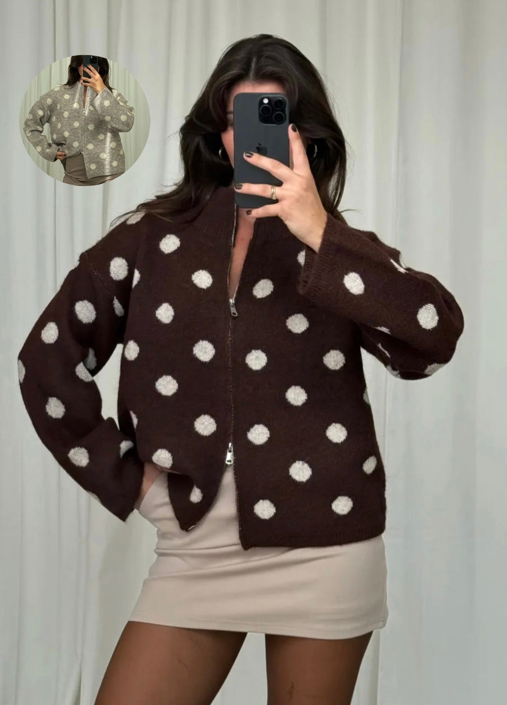 Strickjacke Sweet Zip / Polka Dot (Verschiende Farben)