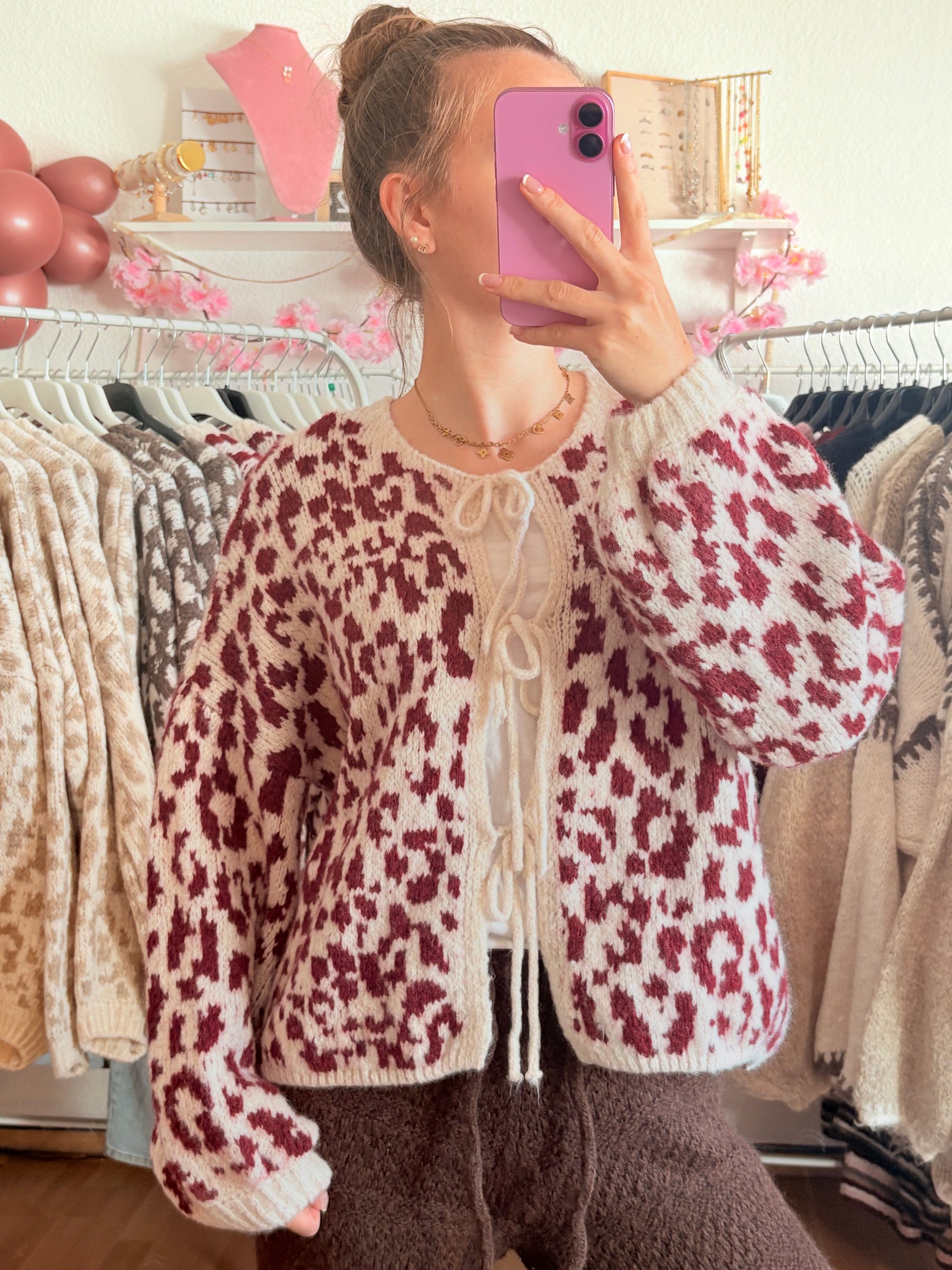 Schleifen Cardigan - Leona (Bordeaux)