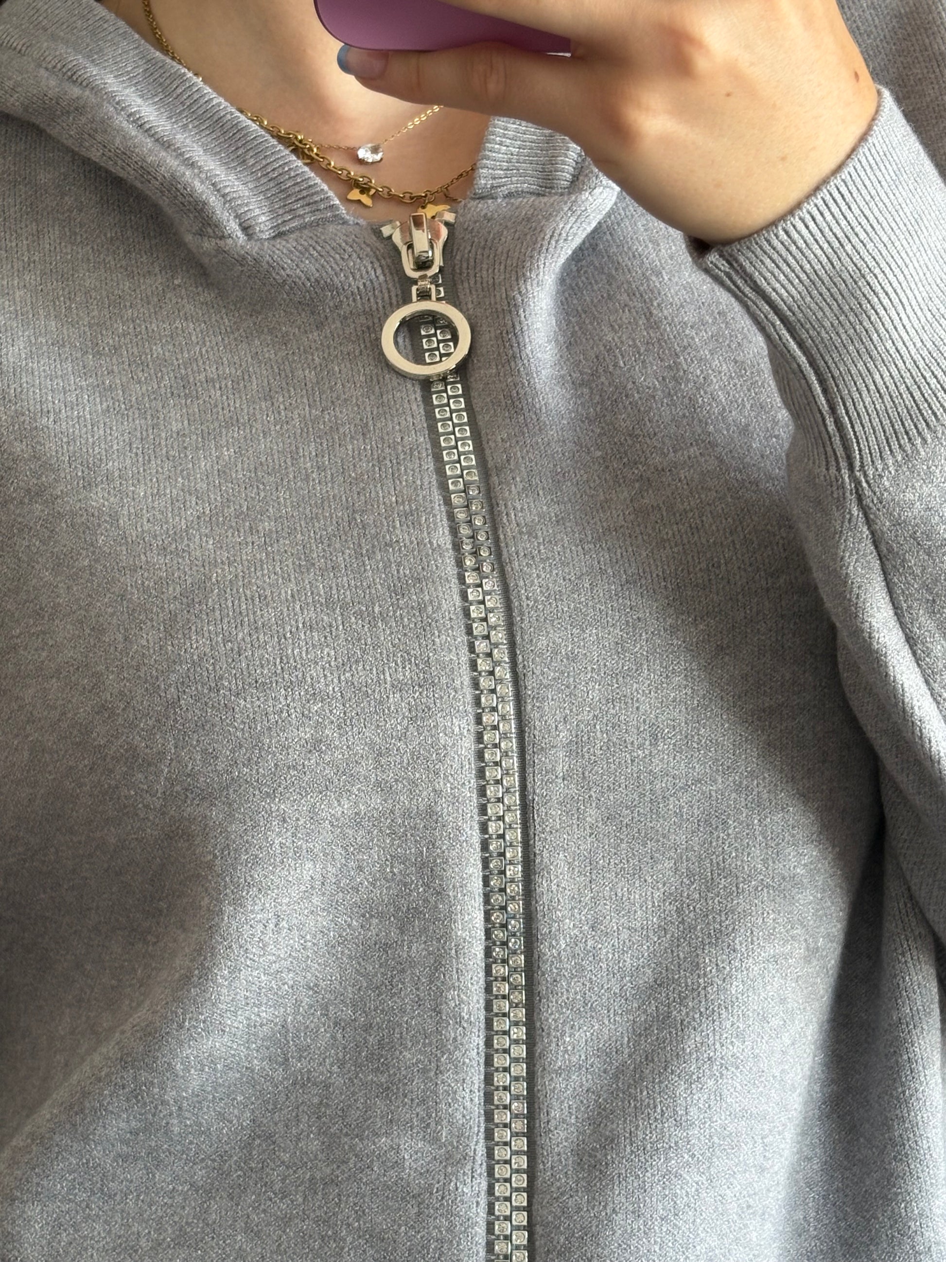 Glitzer Zip Hoodie (Grau)