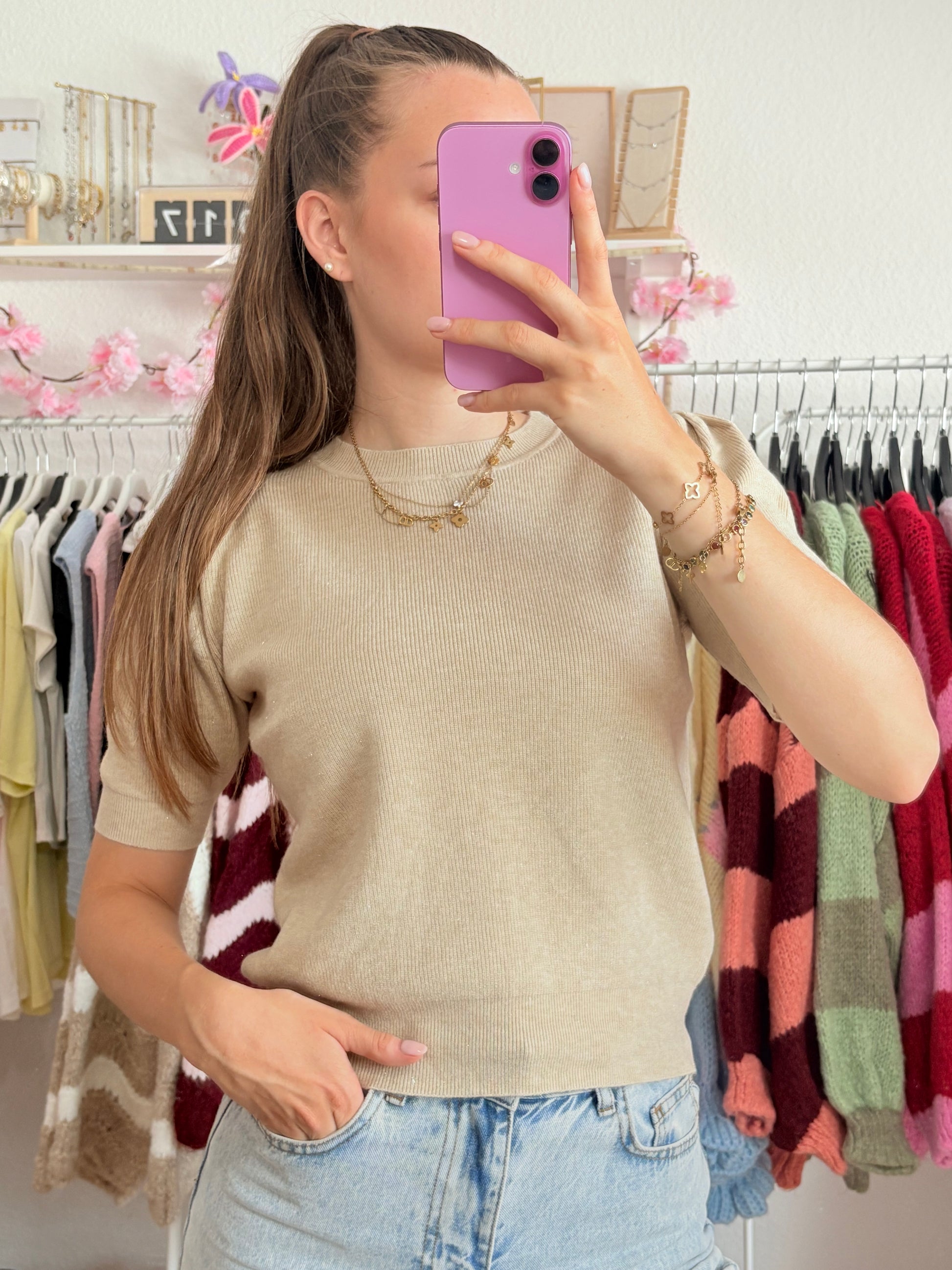 Shimmer Oberteil - Edda (Beige)