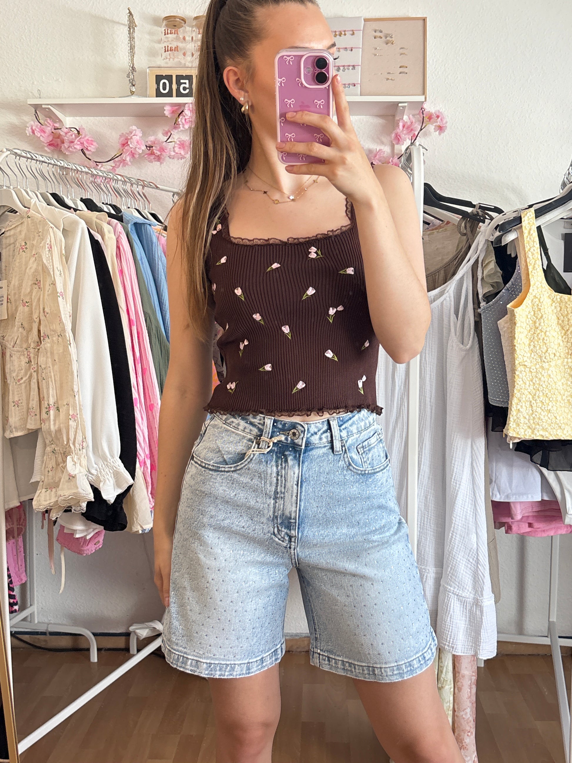 Glitzer Jeans Shorts