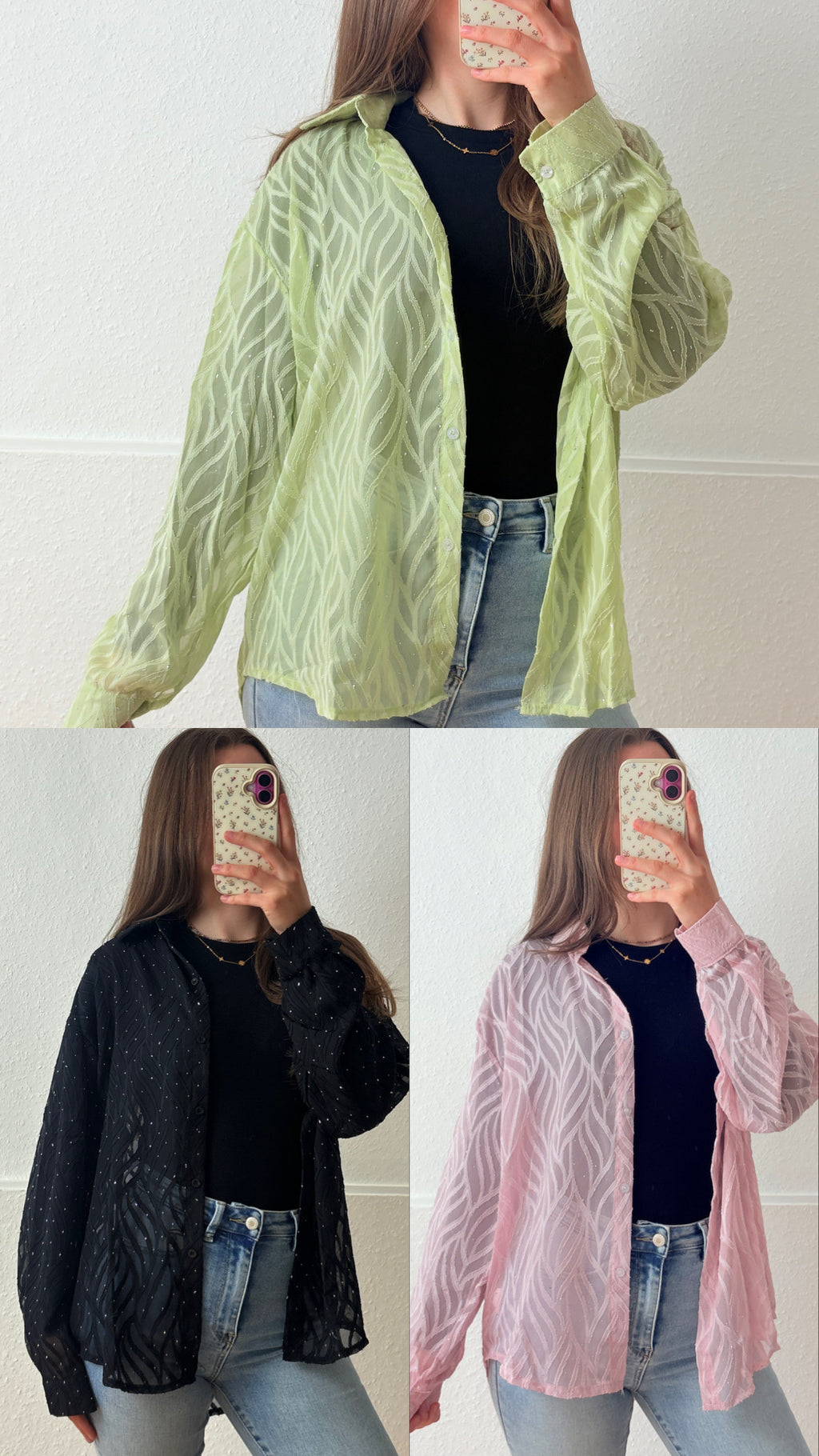 Glitzer Bluse - Nightglow / verschiedene Farben