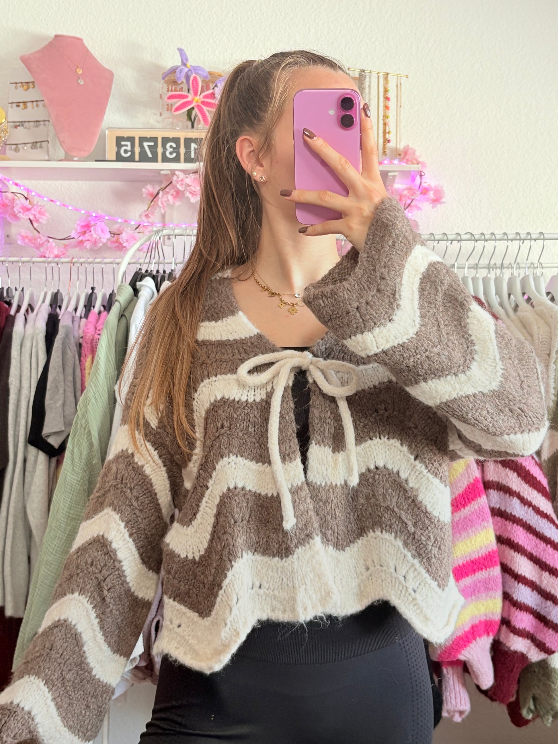 Cardigan - Jil (Creme/Braun)