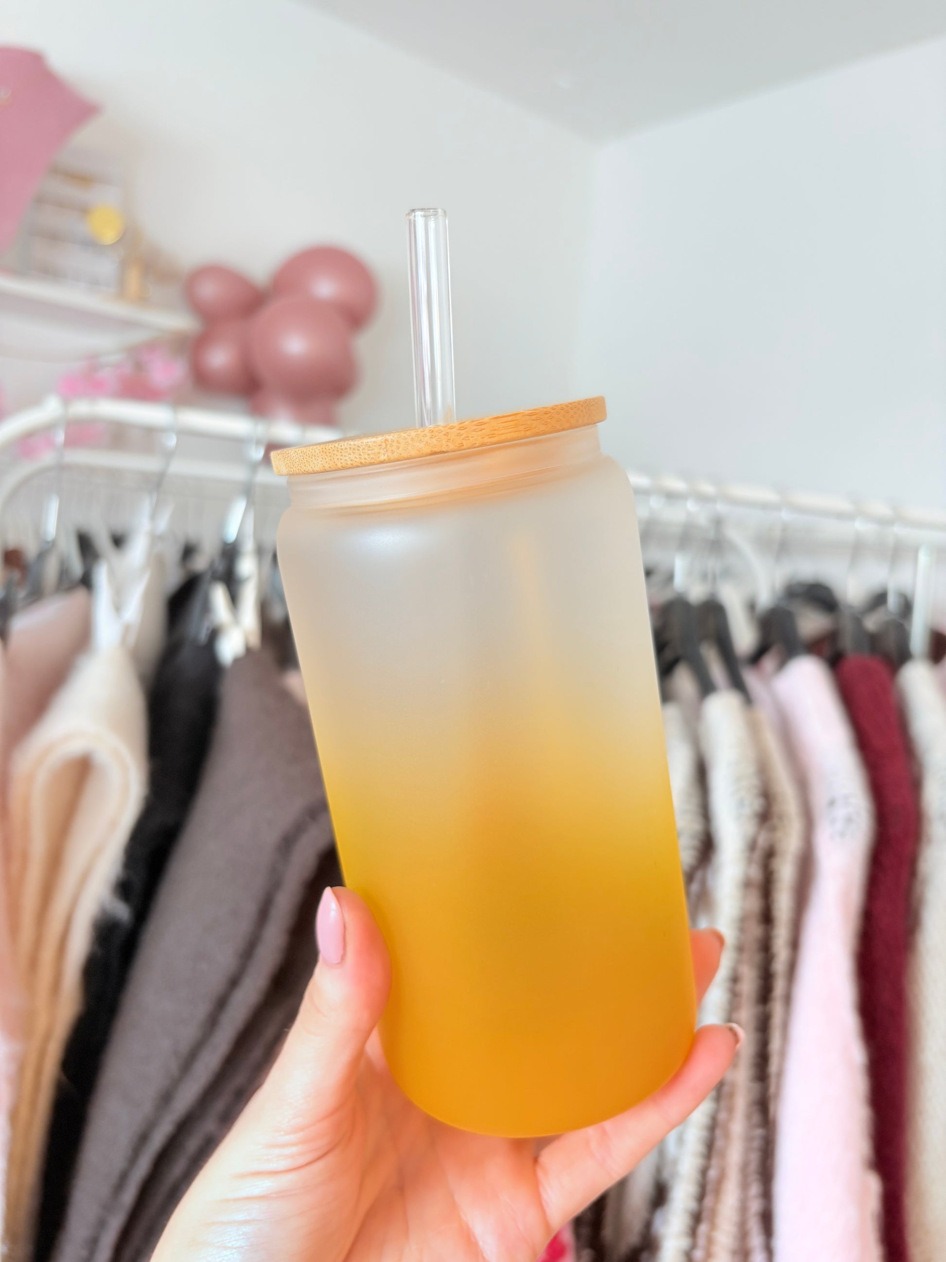 Trinkglas - Frosted Farbverlauf (Gelb)