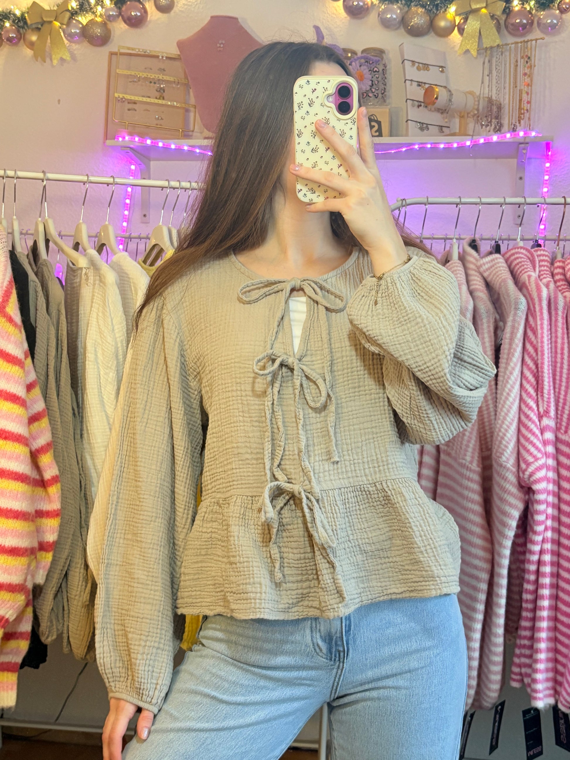 Musselin Bluse - Mirella (Taupe)