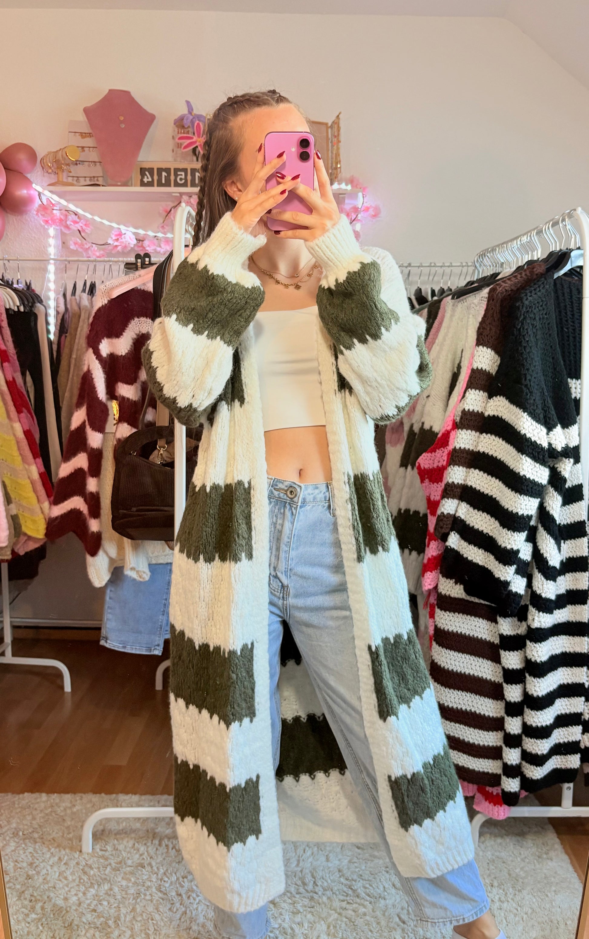 Langer Cardigan - Kiki (Kaki)