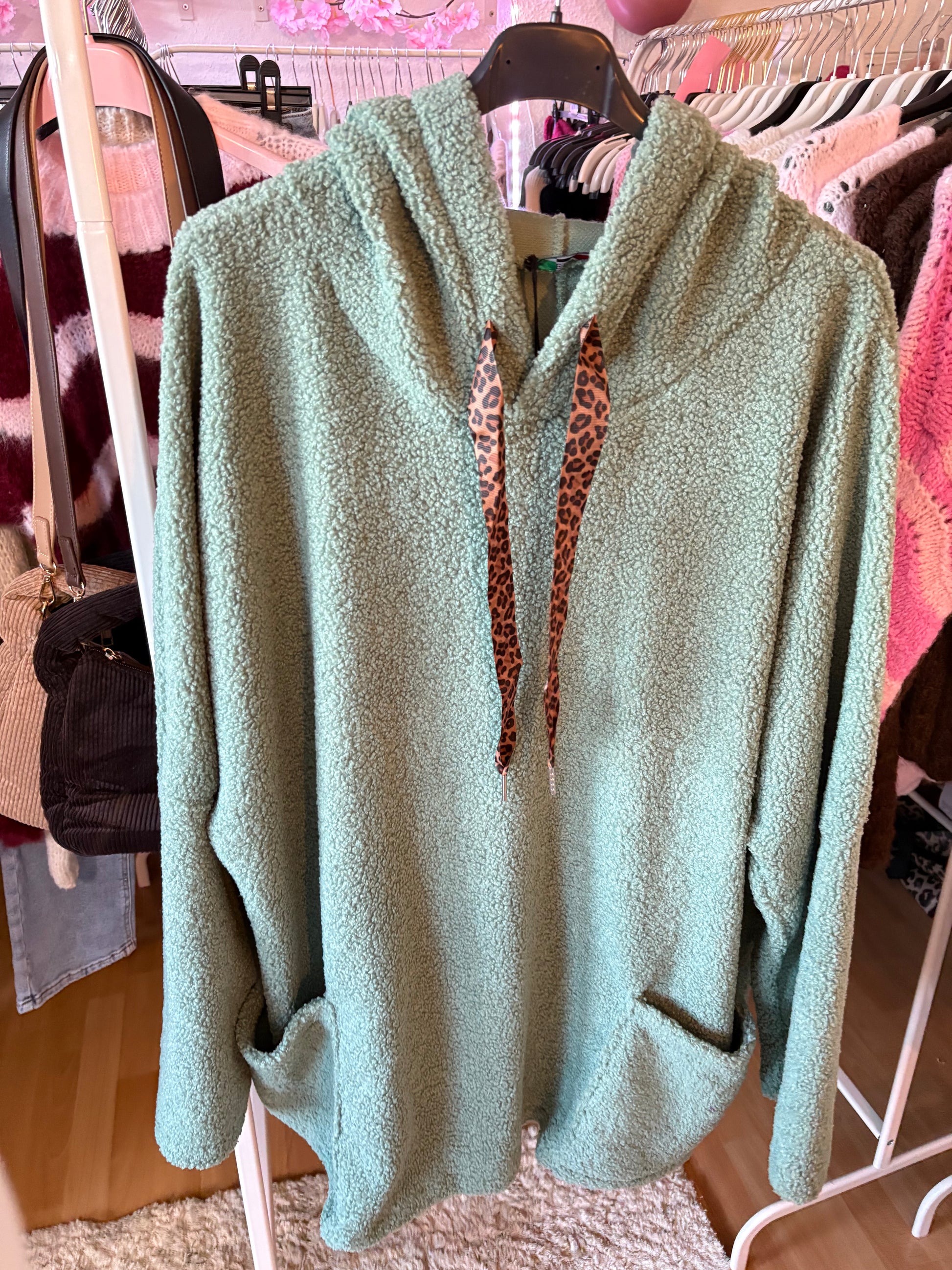 Oversize Teddy Pullover (Grün)