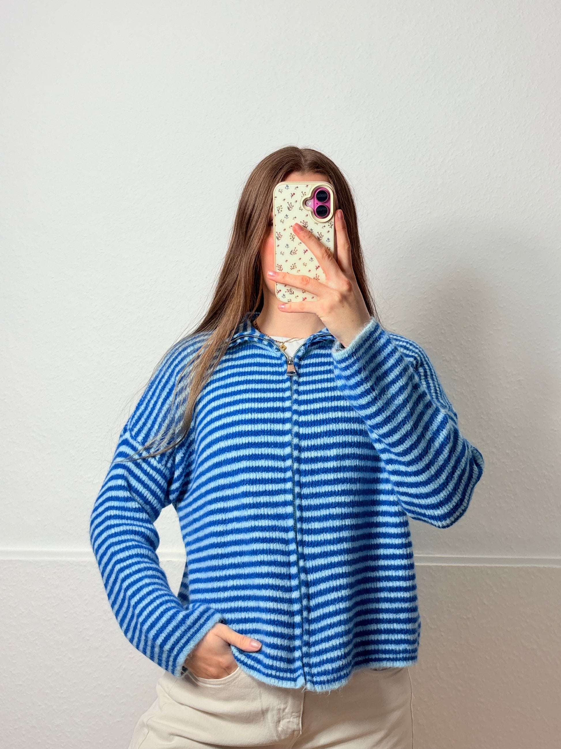 Strickjacke - Sweetline Zip (Blau)