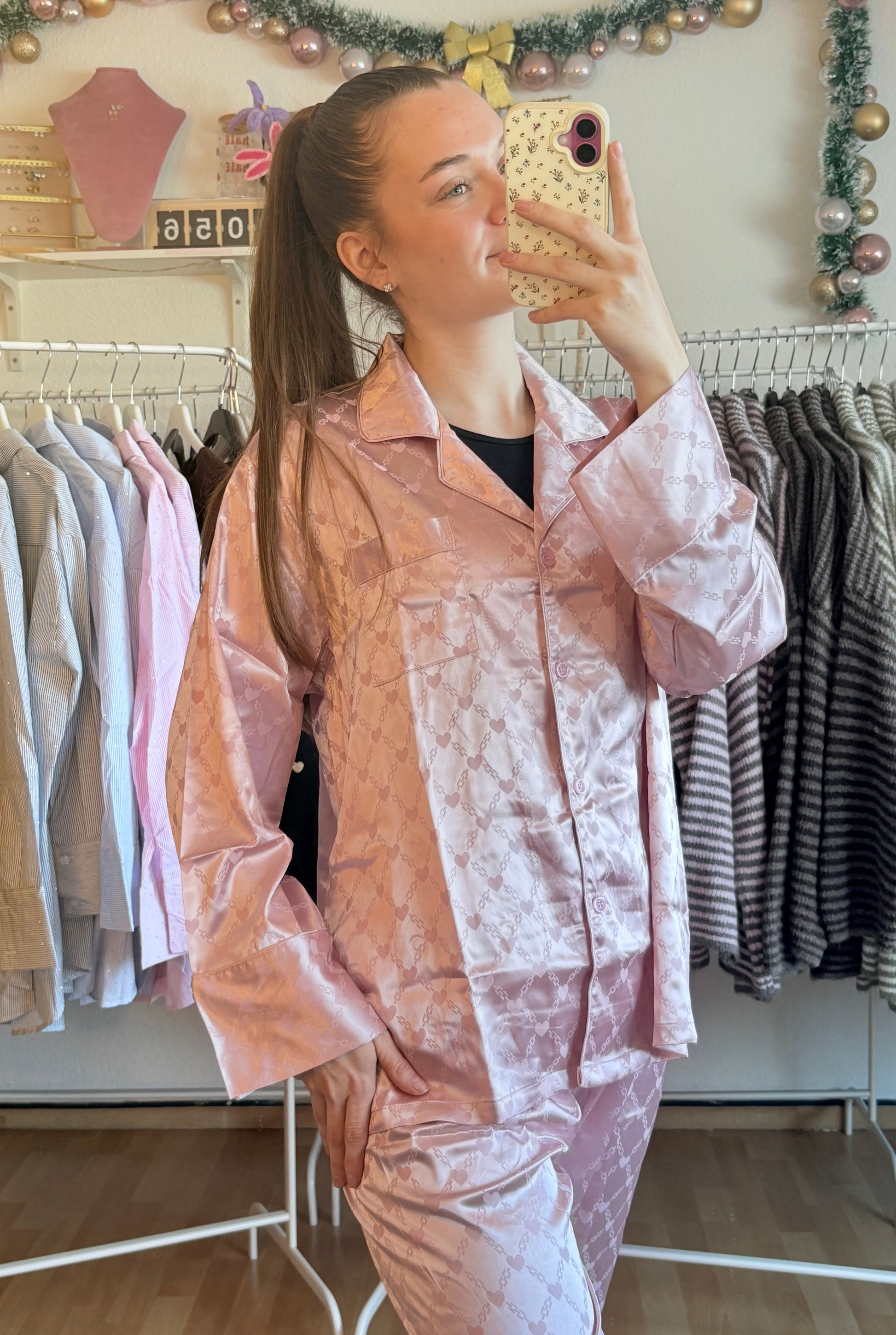 Satin Pyjama set - Pure Amour (Rosa)