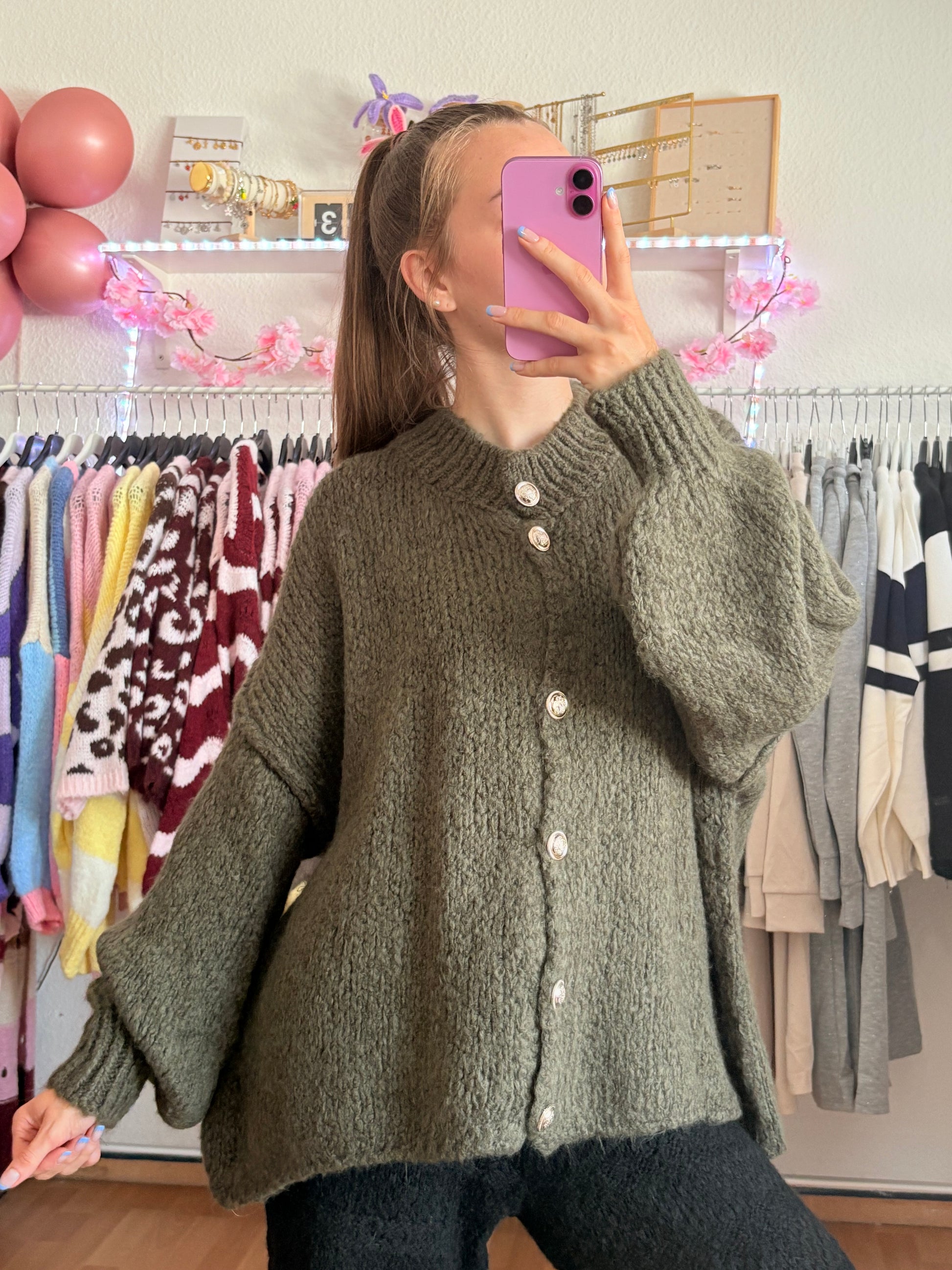 Cardigan -Cleo kurz (Kaki)