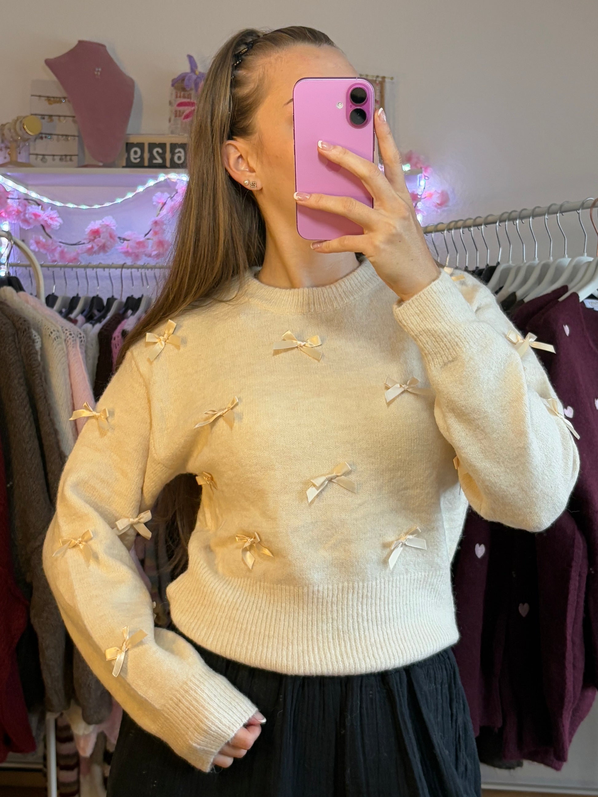 Schleifen Pullover - Ava (Creme)