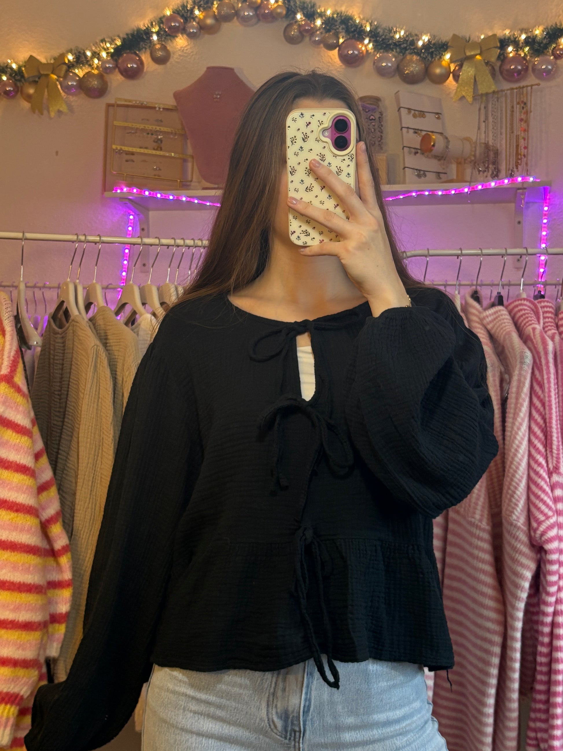 Musselin Bluse - Mirella (Schwarz)