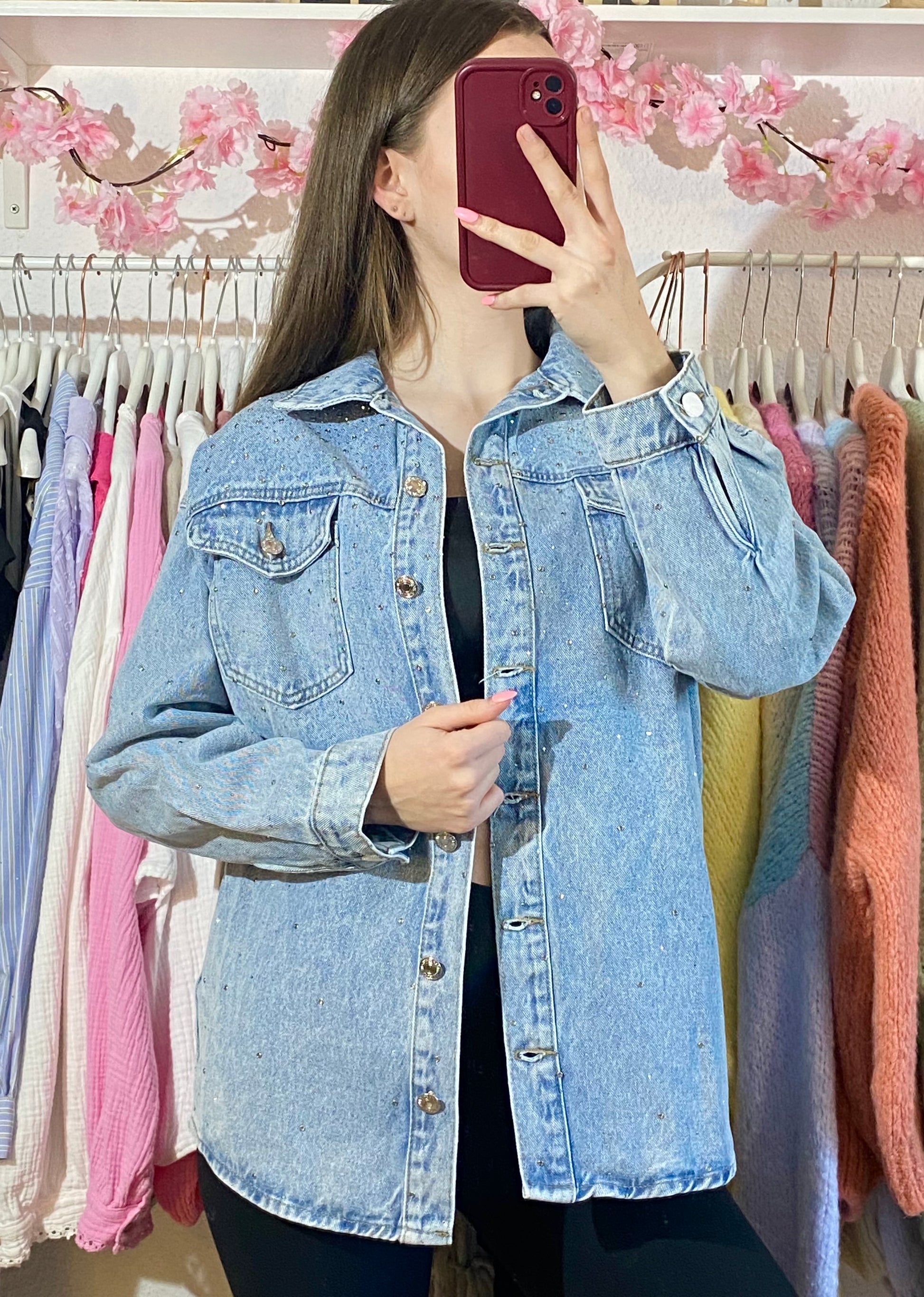 Glitzer Jeansjacke