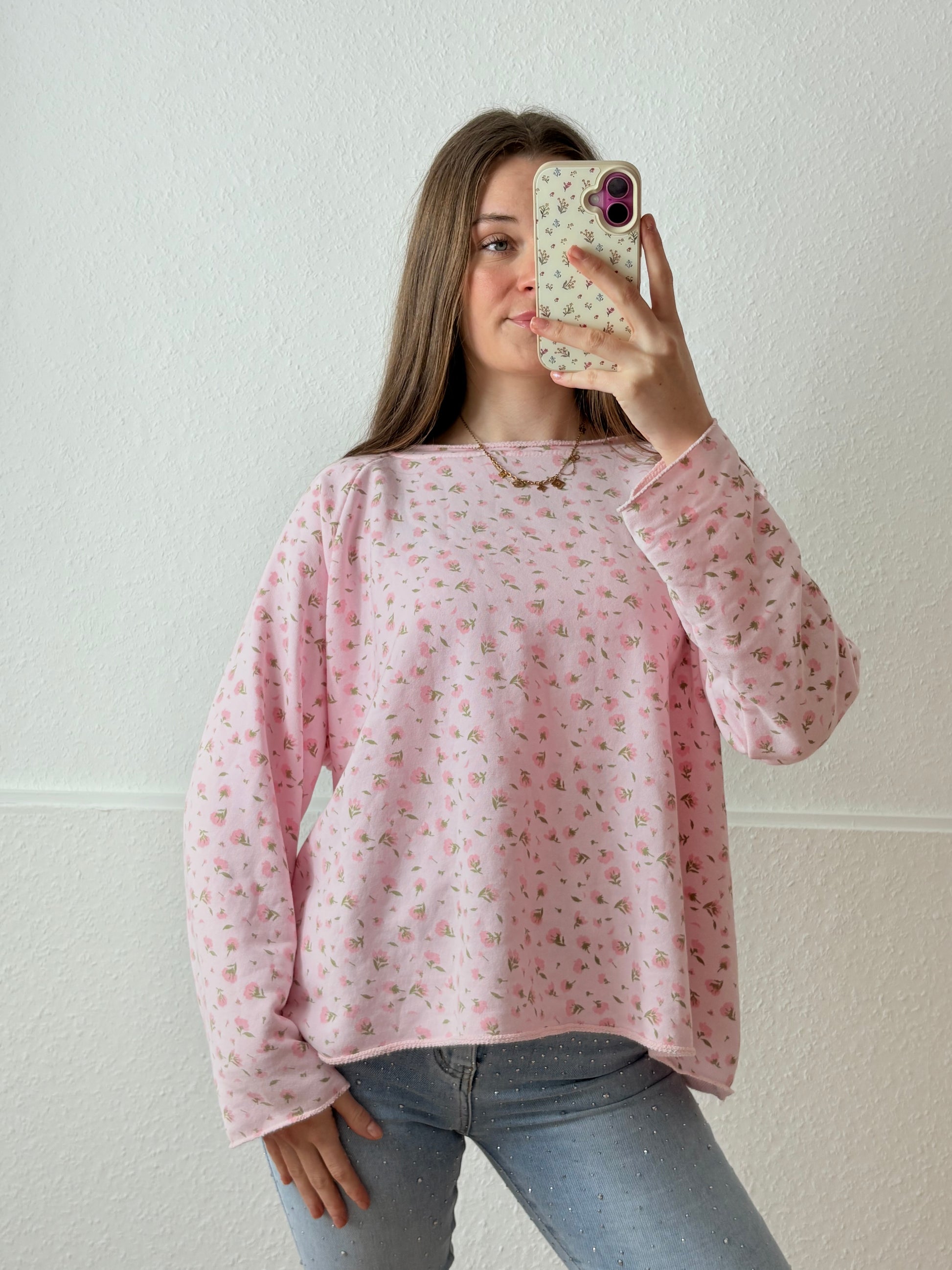 Blumen Sweatshirt (Rosa)