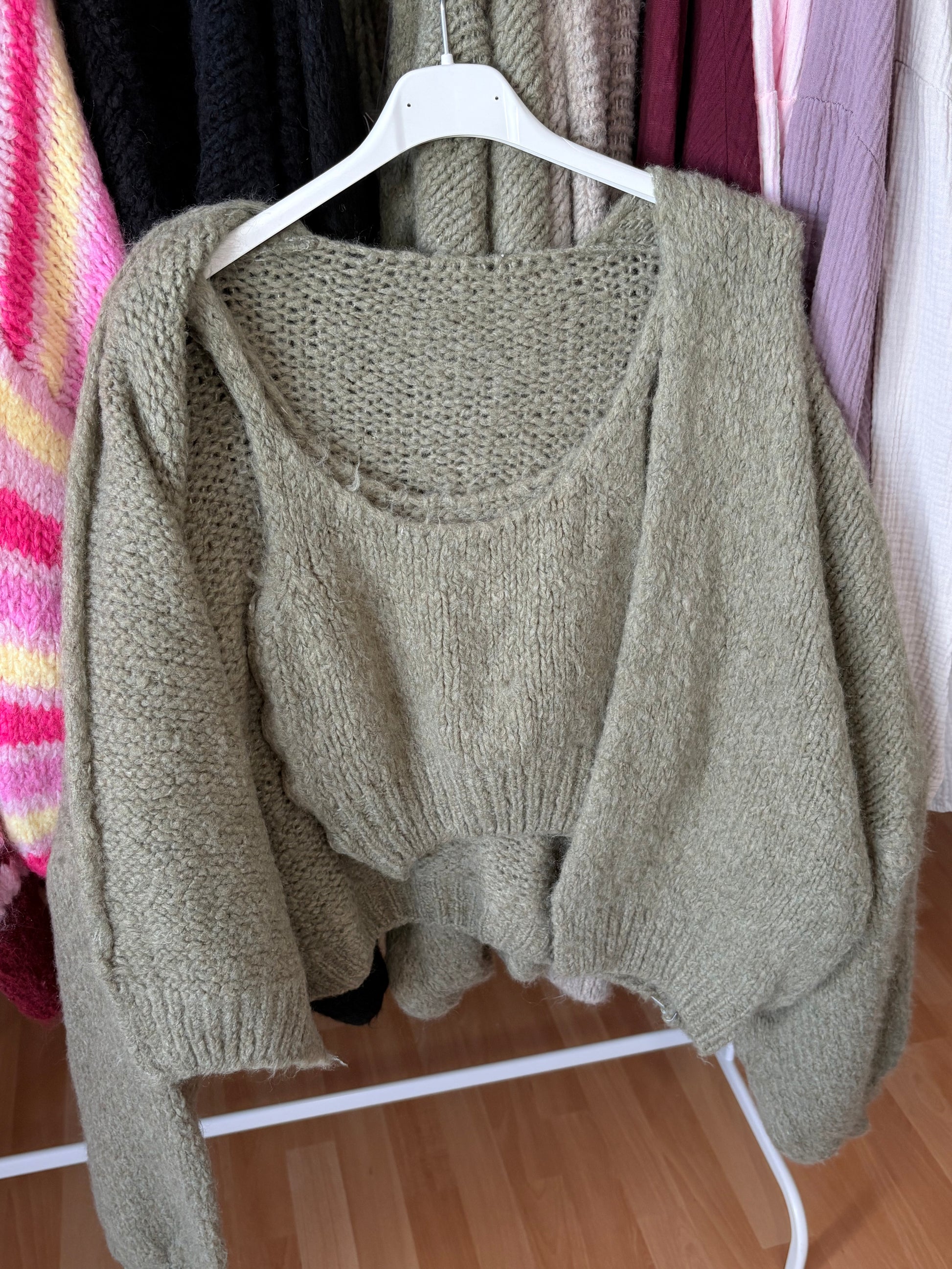 Cardigan mit Top (Kaki)