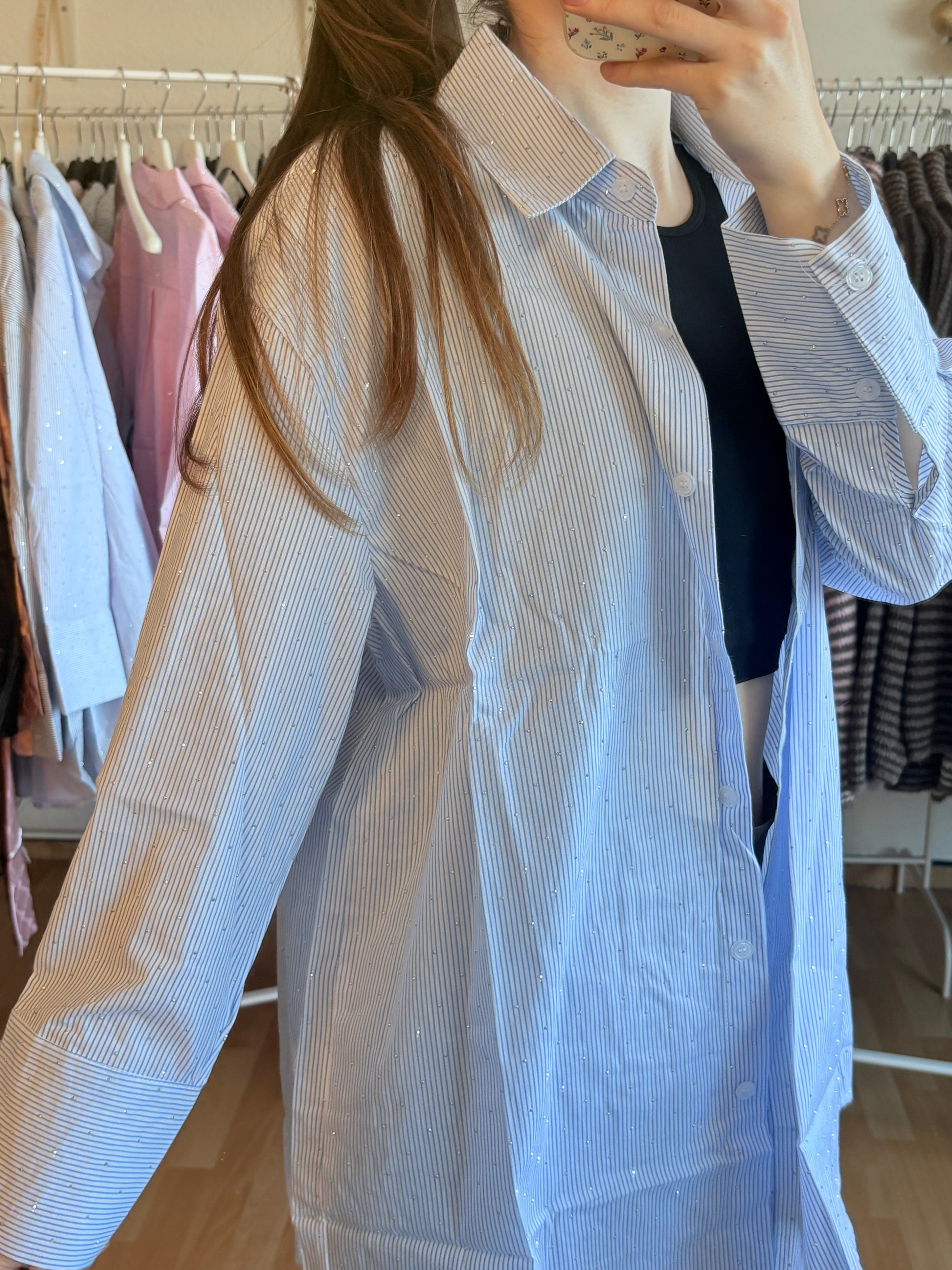 Glitzer Bluse - Blau