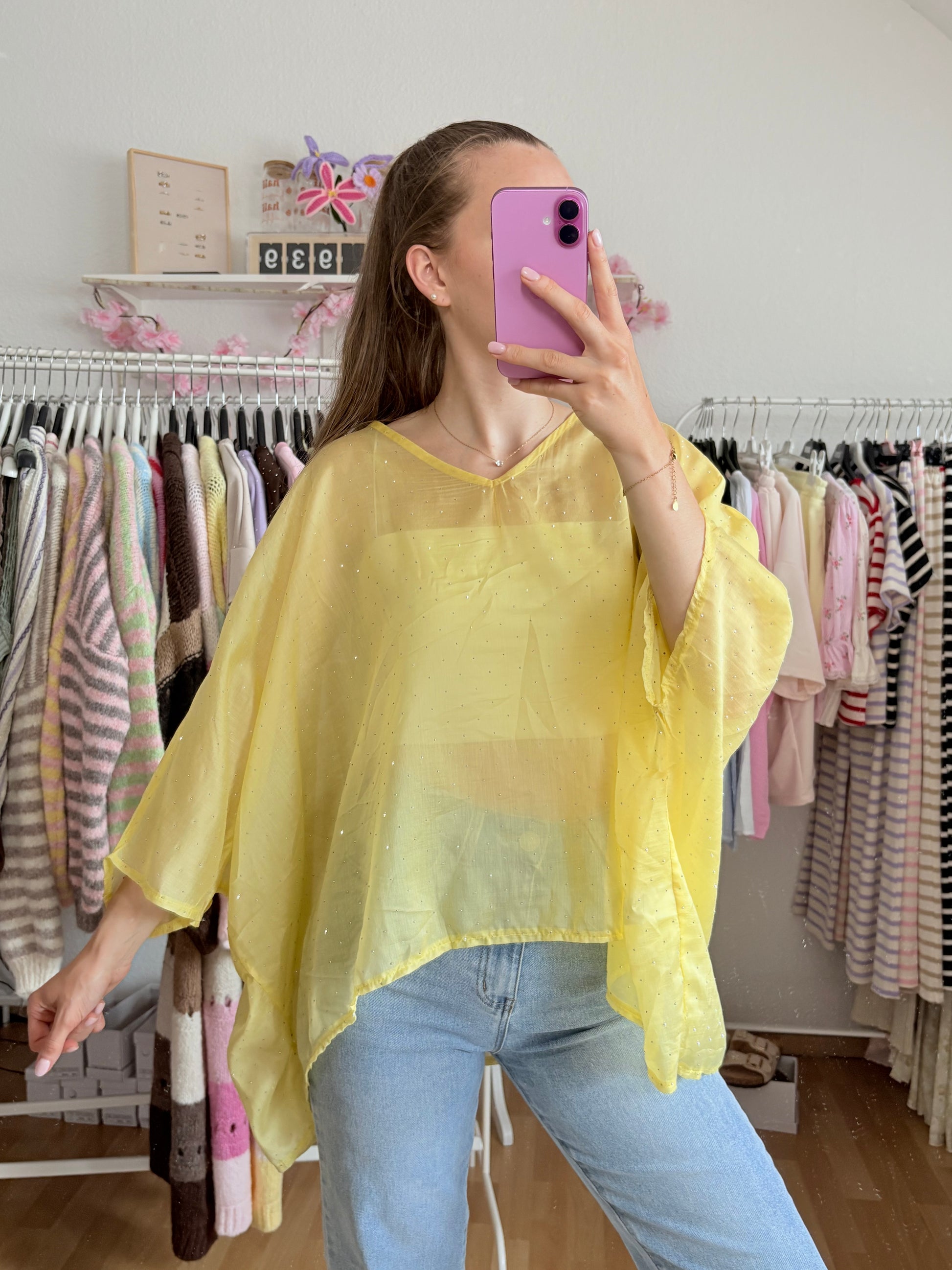 Glitzer Bluse - Liv (Gelb)