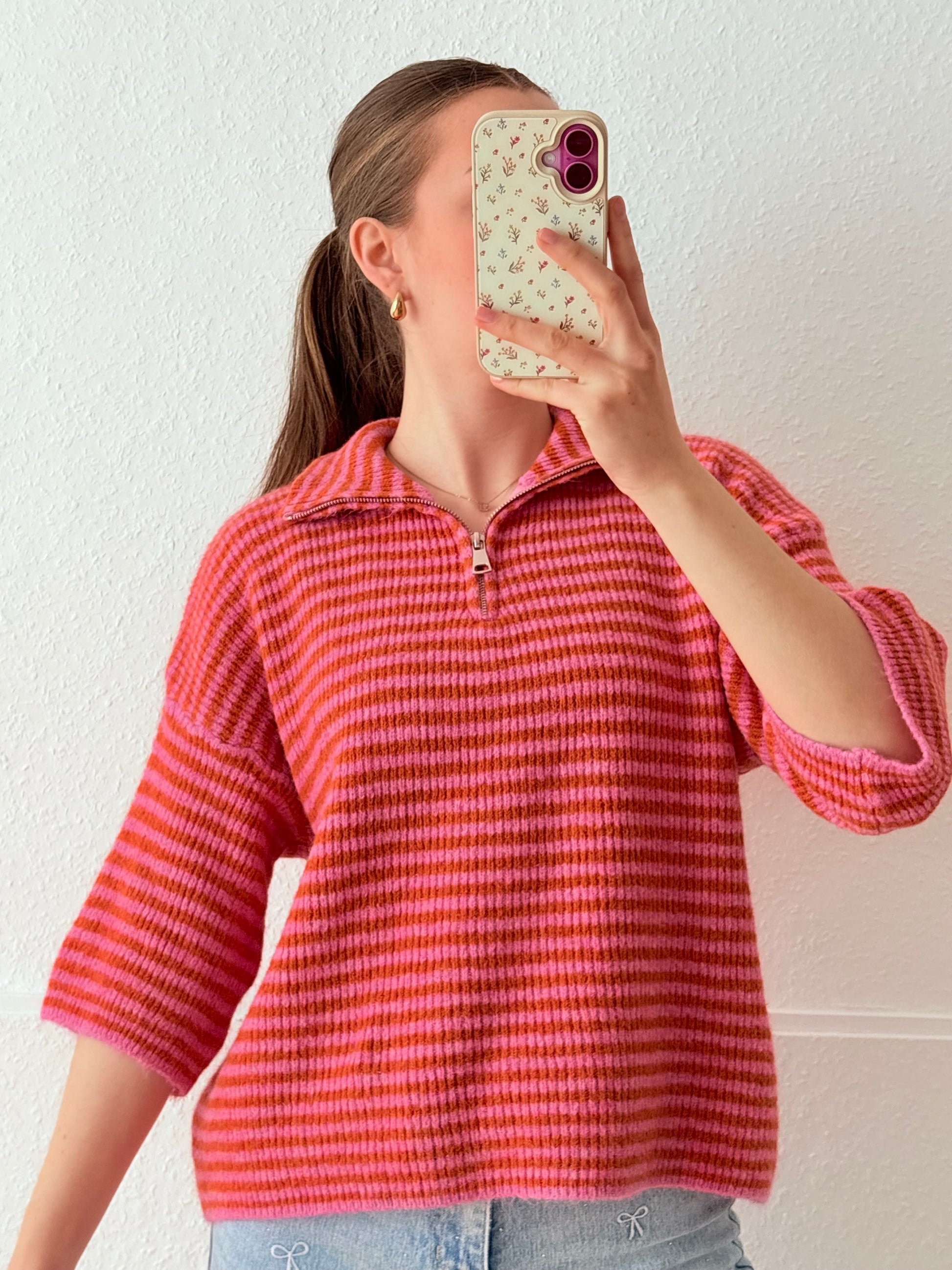 Kurzarm - Sweetline Zip (Orange/Rosa)