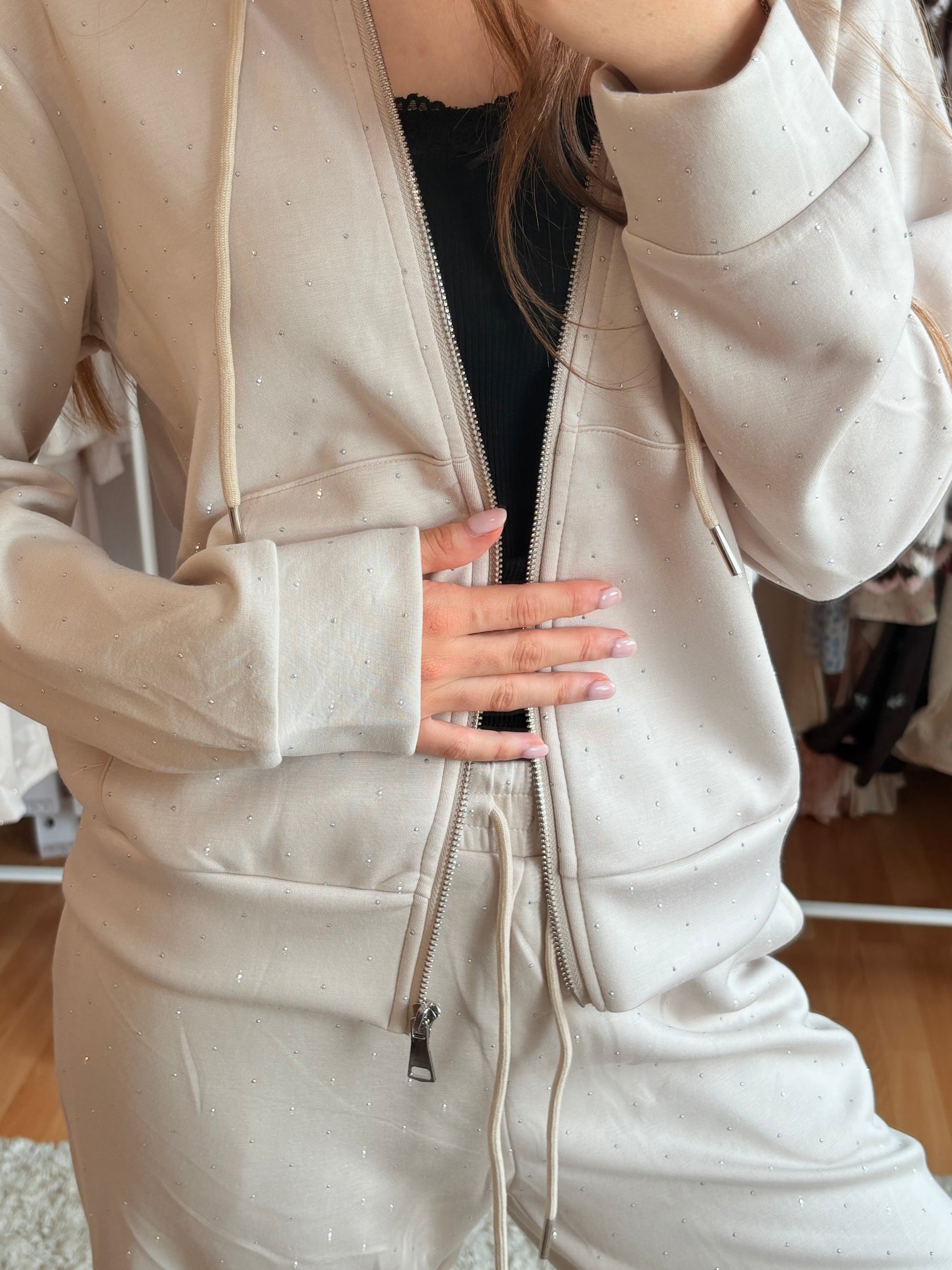 Glitzer jogging Zweiteiler - Beige