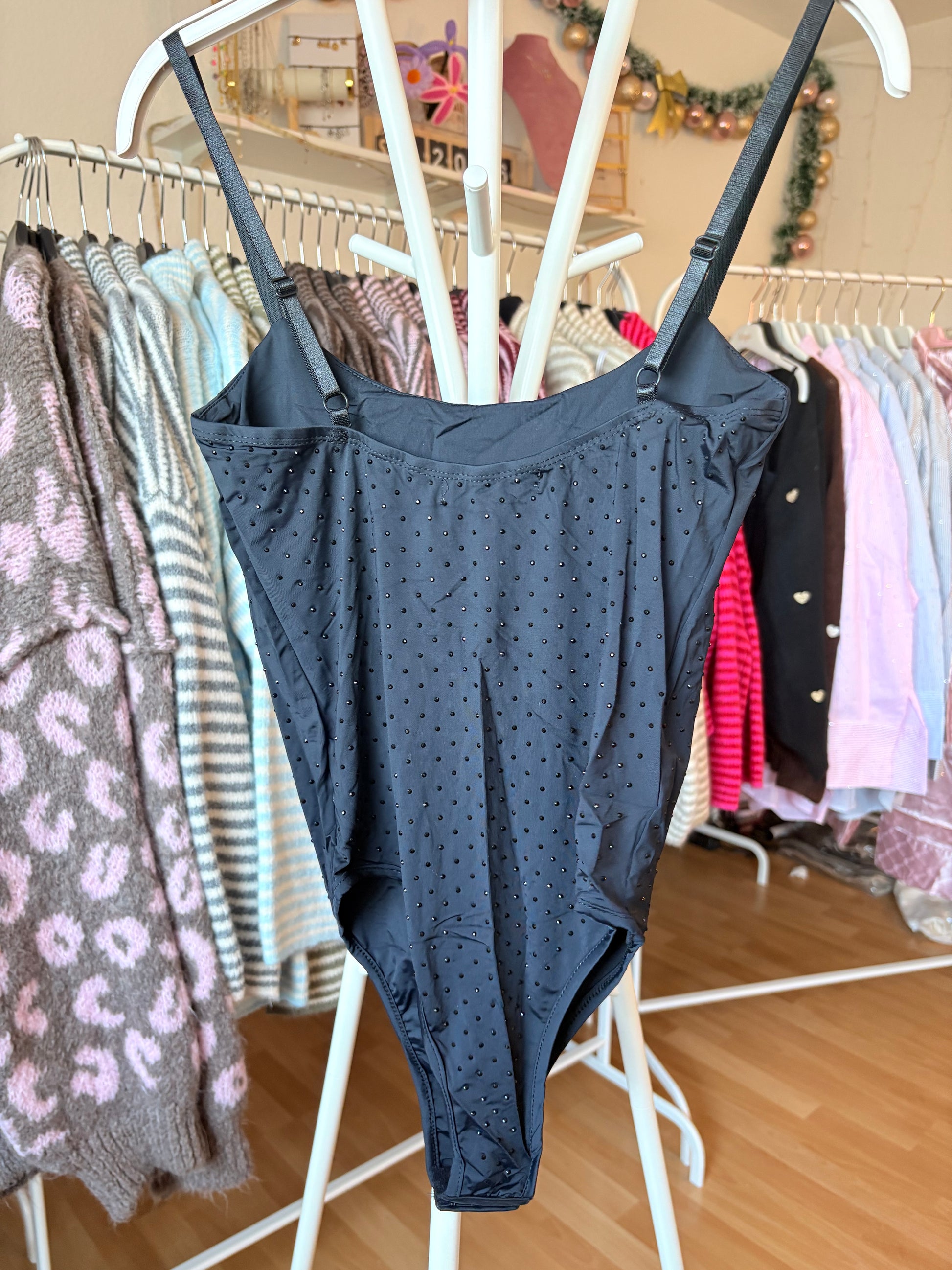 Glitzer Body - Schwarz