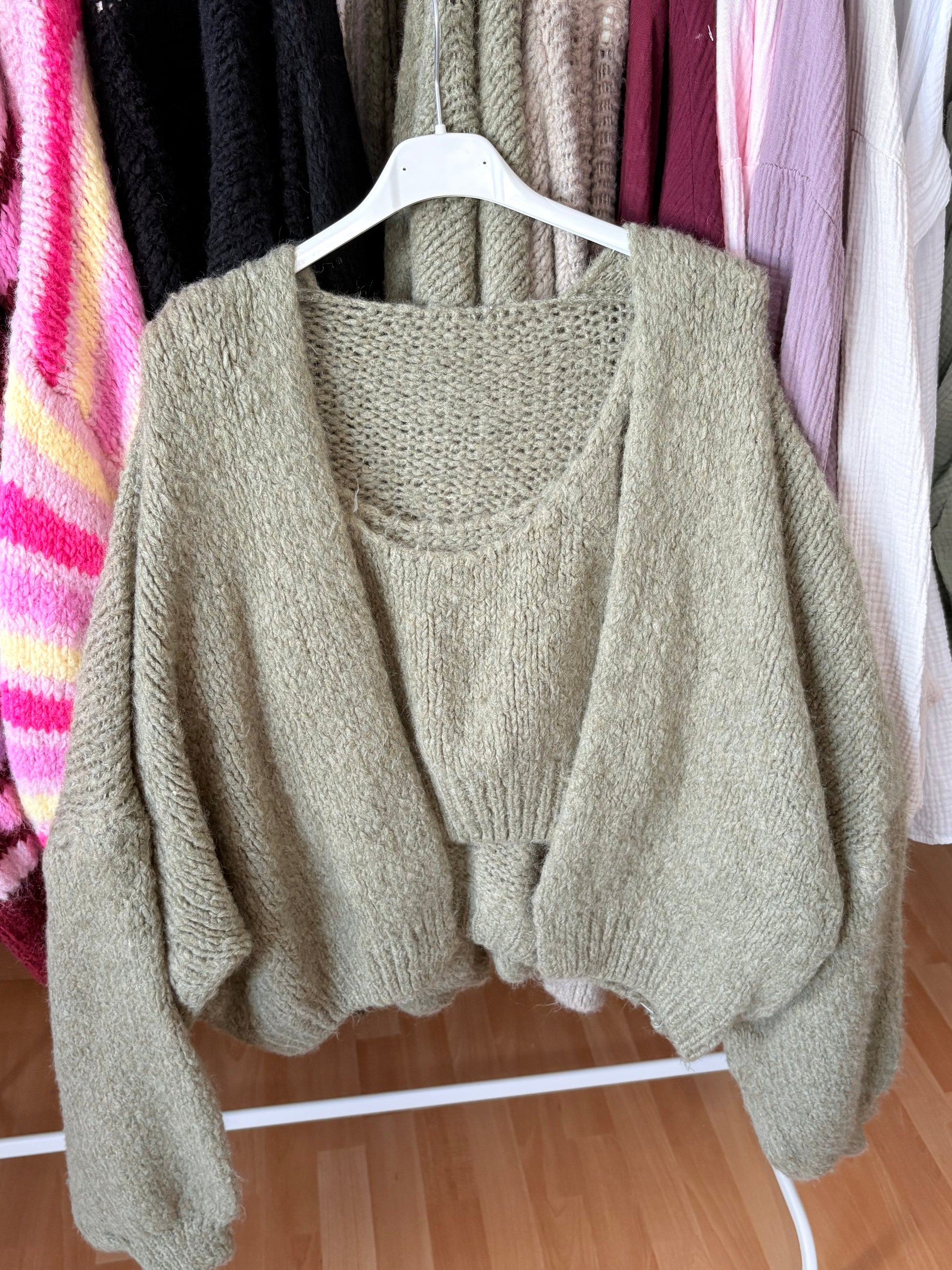 Cardigan mit Top (Kaki)