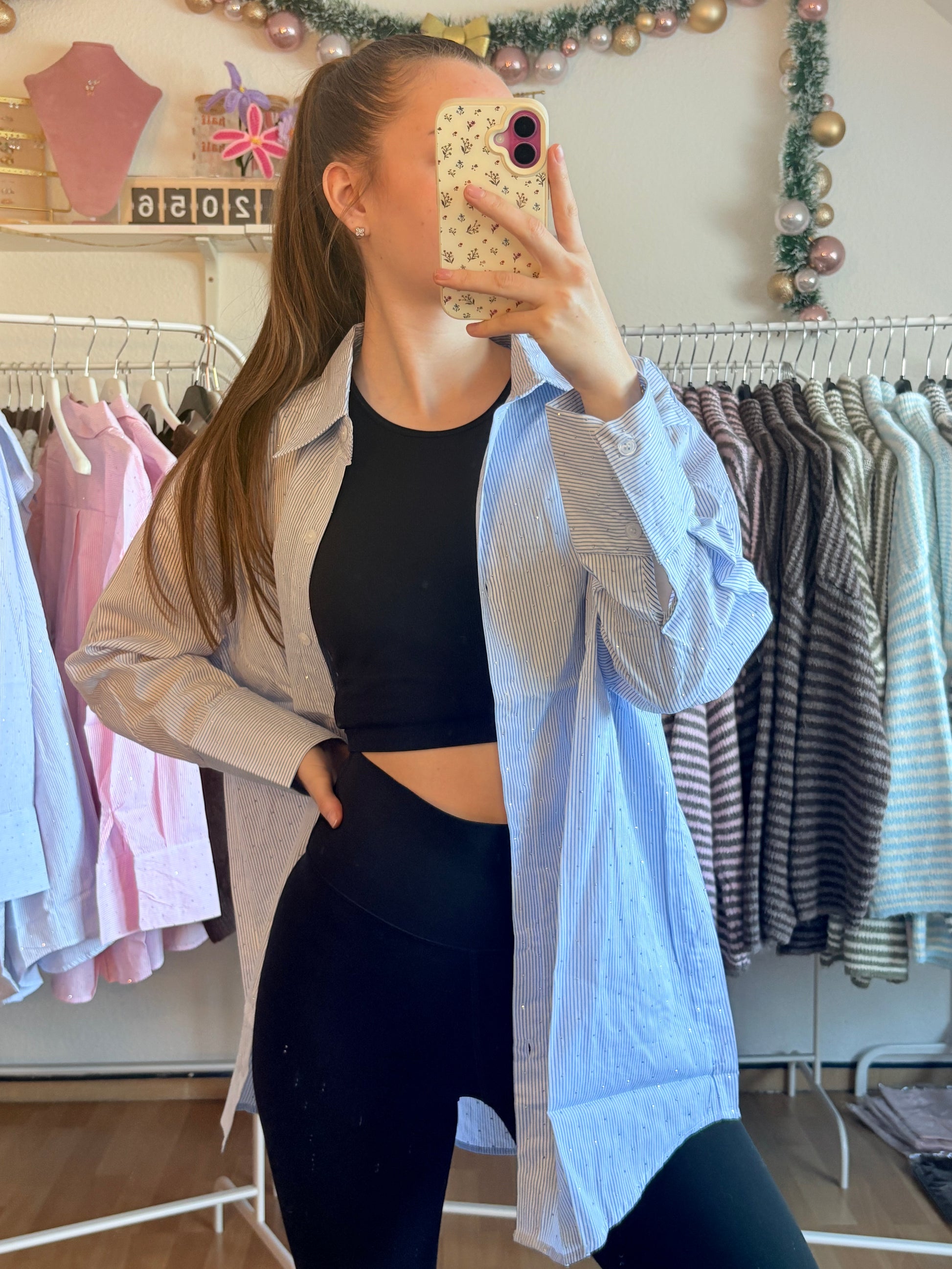 Glitzer Bluse - Blau