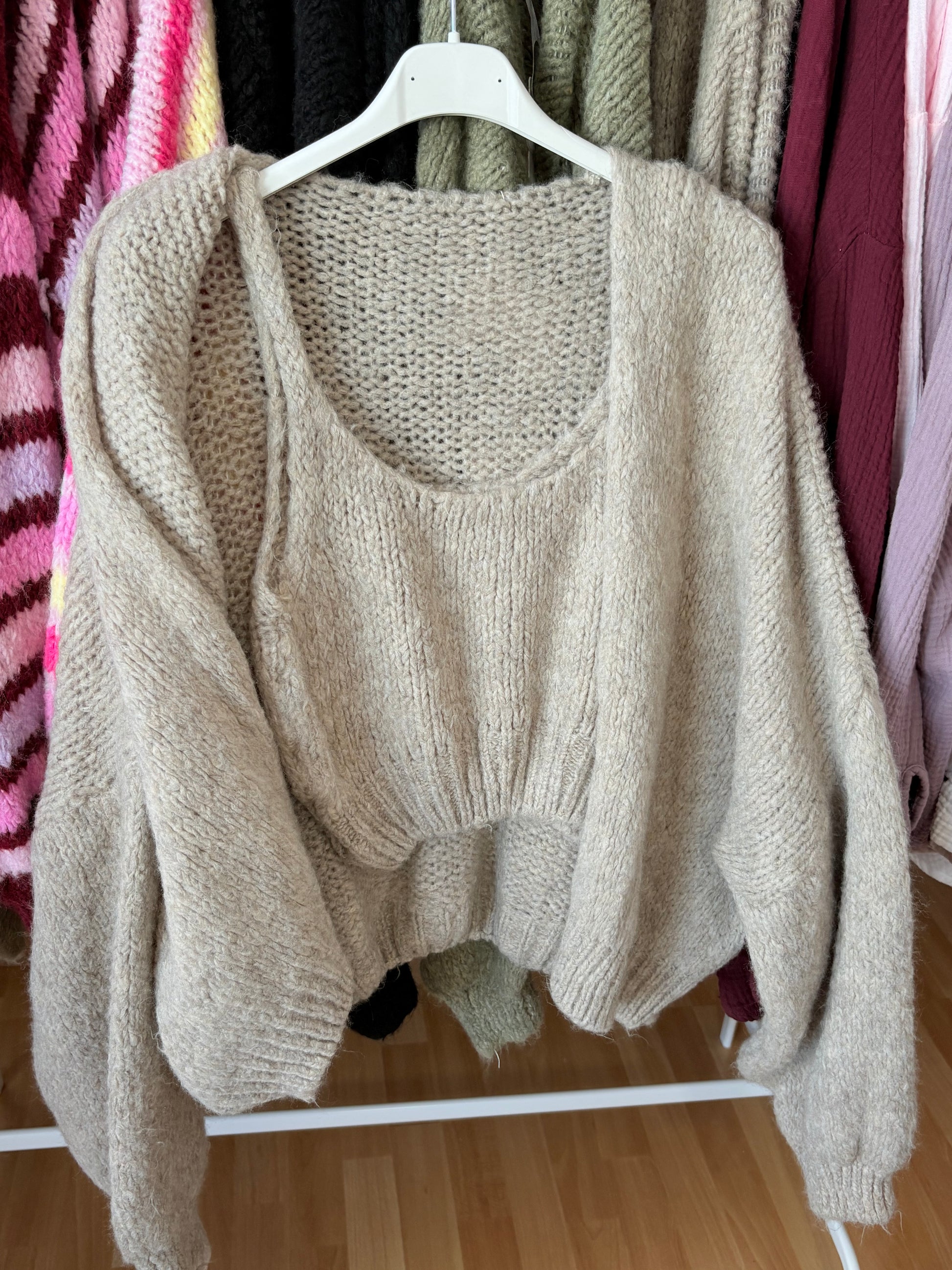 Cardigan mit Top (Beige)