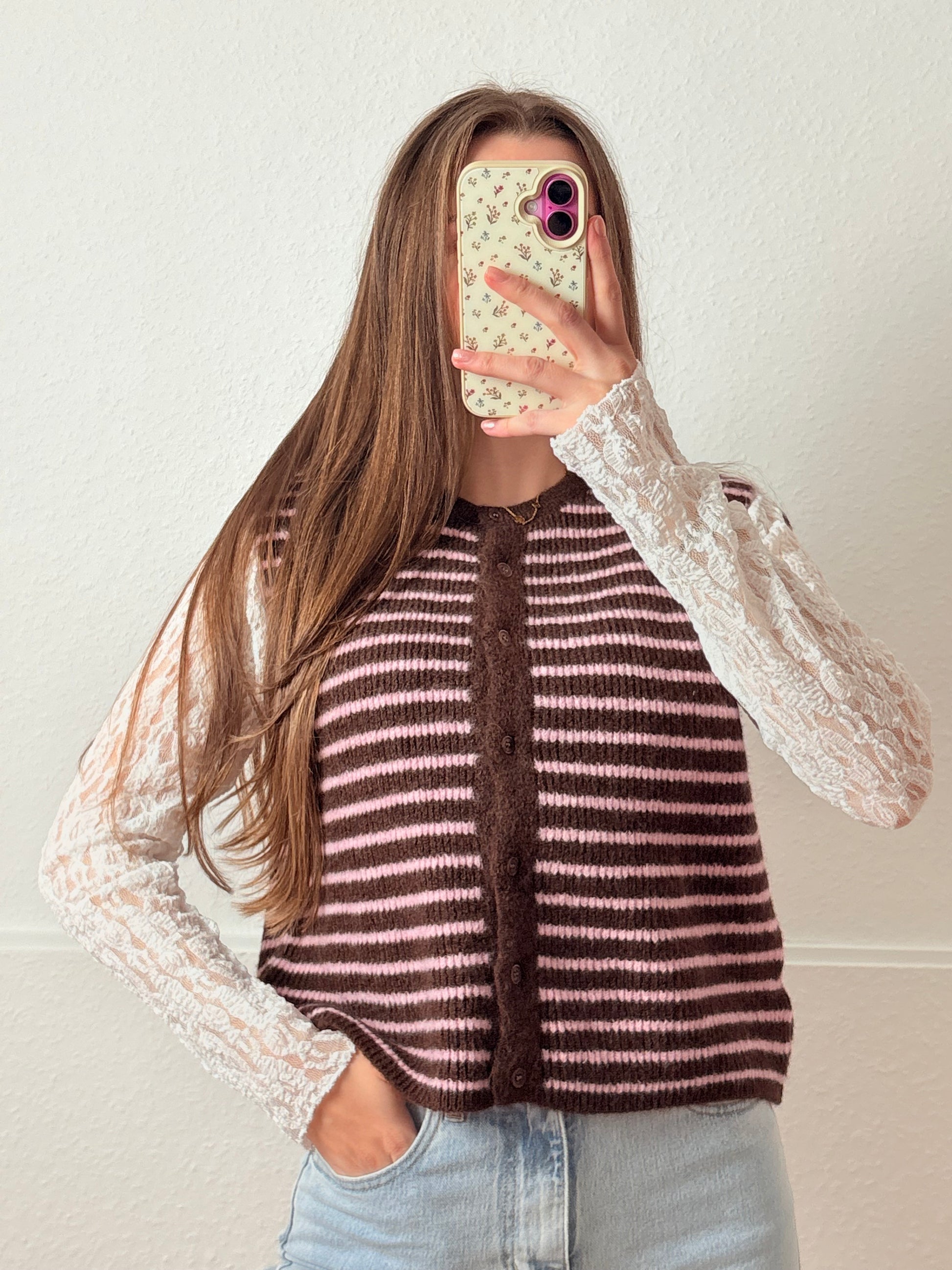 Streifen Weste - Merle (Braun/Rosa)