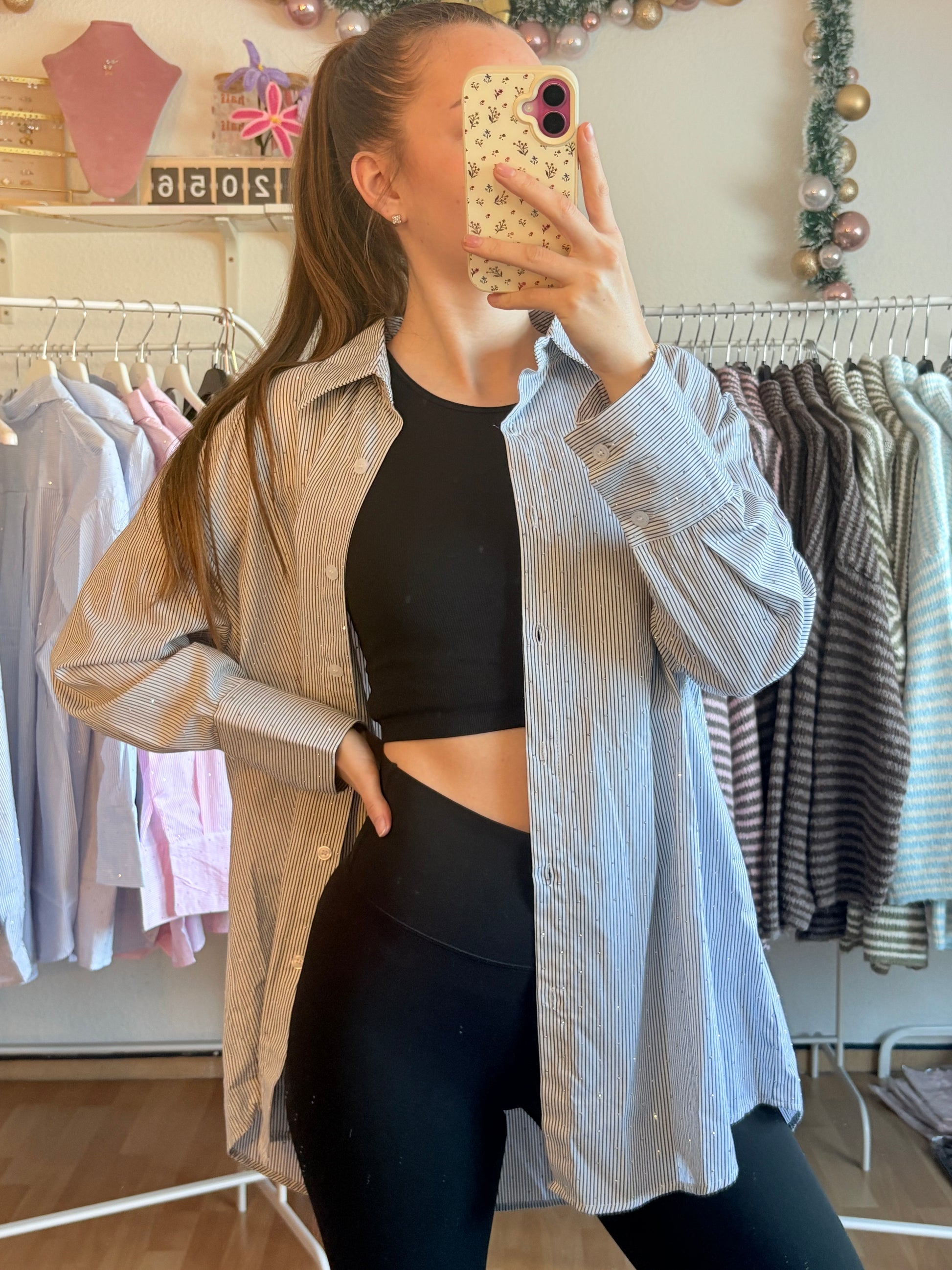 Glitzer Bluse - Schwarz