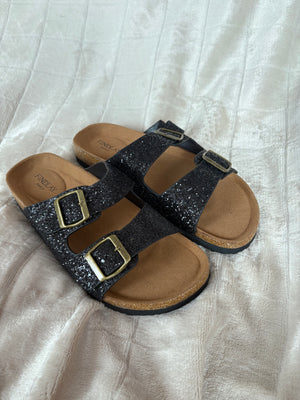 Glitzer Sandalen - Schwarz