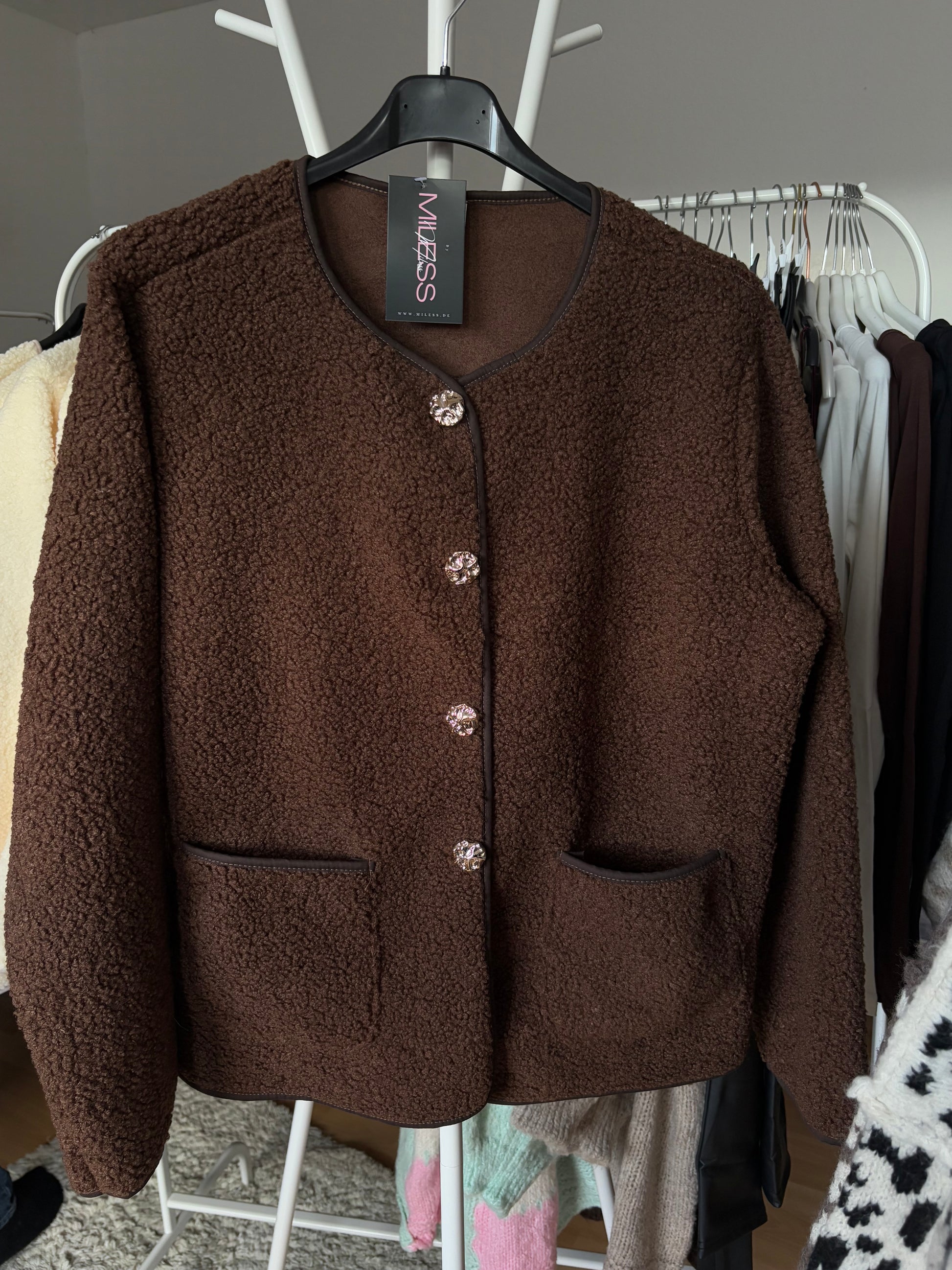 Teddy Jacke kurz - Braun