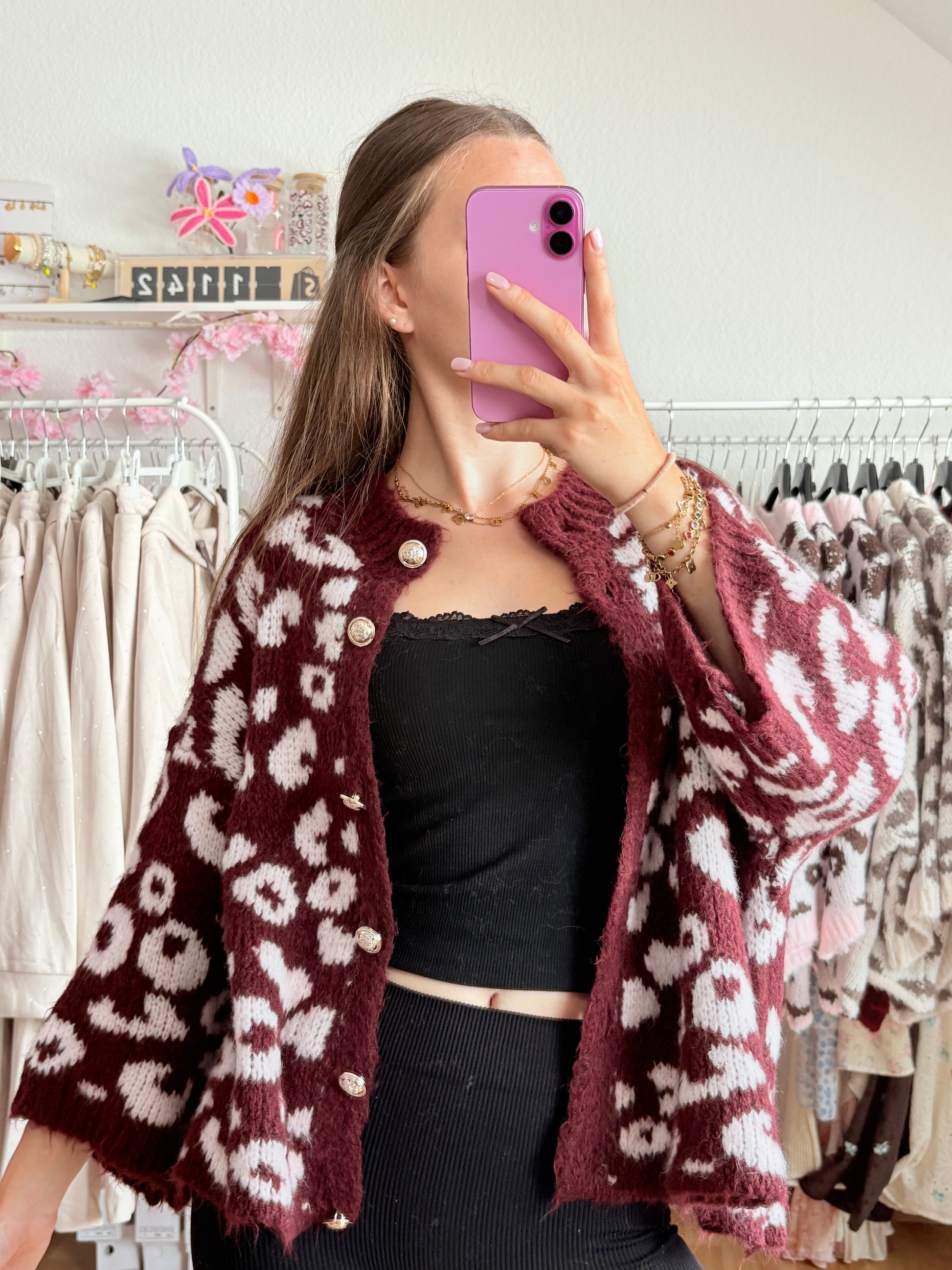 Cardigan - Leona (Rosa/Bordeaux)