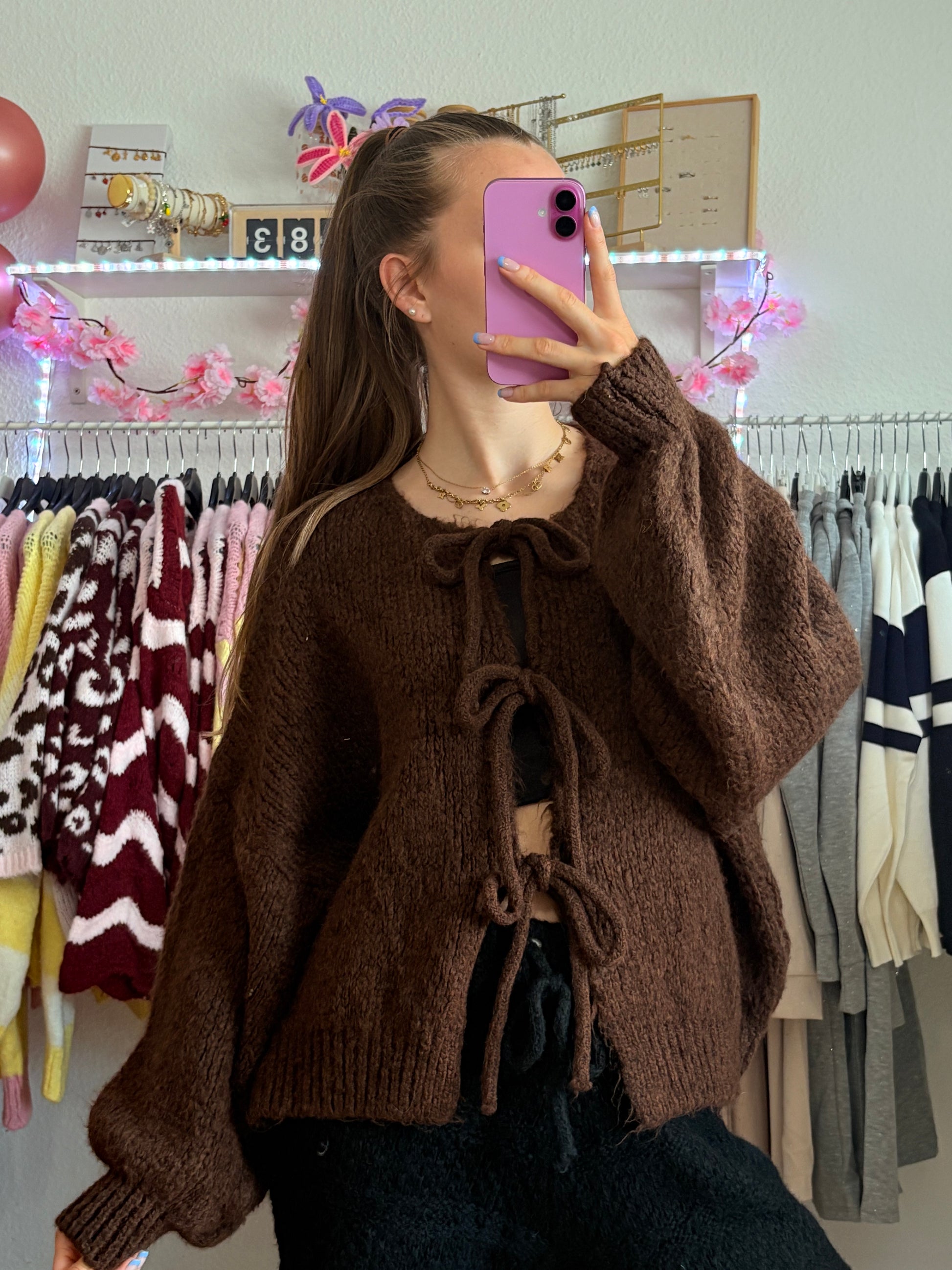 Schleifen Cardigan - Elodie (Braun)